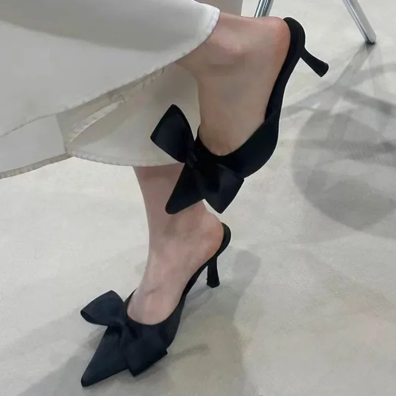 Fashion Closed Toe Thin Heel Summer Women's Slippers Pointed Toe Bow Tie Dress Sandals Elegant Modern Slippers Zapatos De Mujer
Fashion Closed Toe Thin Heel Summer Women's Slippers Pointed Toe Bow Tie Dress Sandals Elegant Modern Slippers Zapatos De Mujer