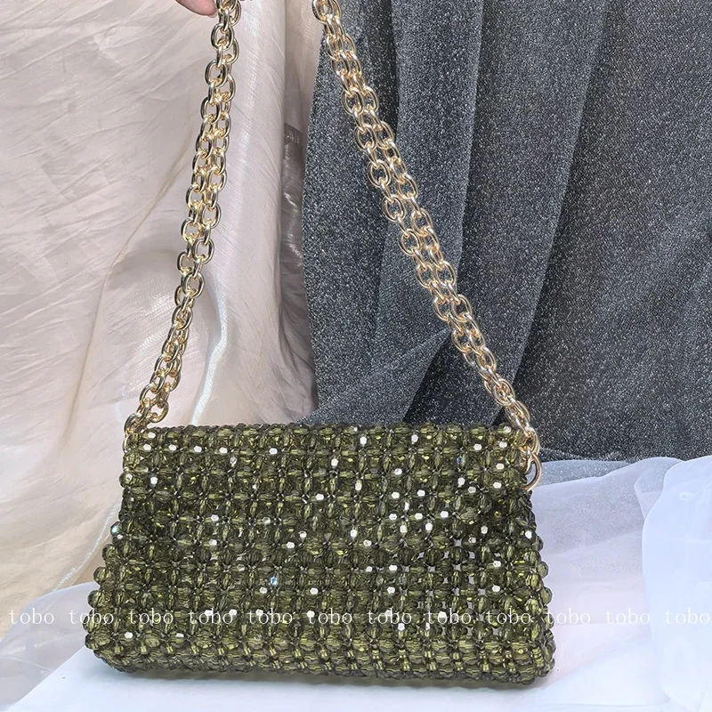 Niche Olive Green Beaded Woven Retro Flip Messenger Wallet Metal Strip Versatile Designer Cosmetic Bag for Makeup Seaside Bags
Niche Olive Green Beaded Woven Retro Flip Messenger Wallet Metal Strip Versatile Designer Cosmetic Bag for Makeup Seaside Bags