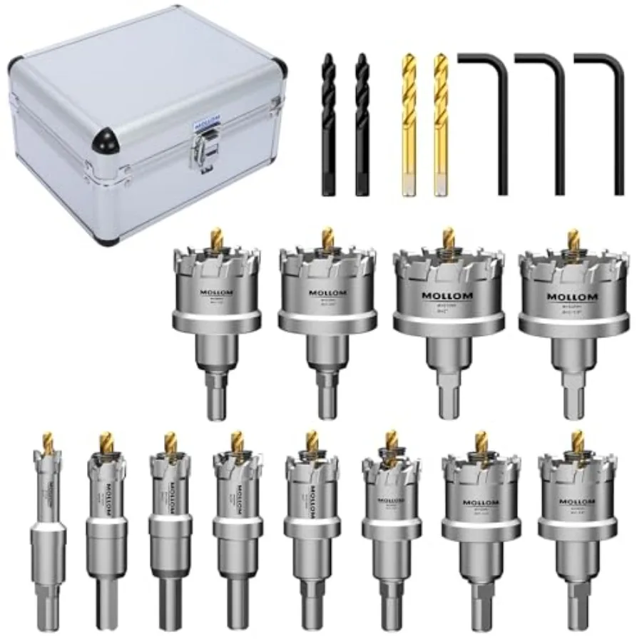 TCT Pcs Hole Saw Carbide Hole Saw Kit for Hard Metal Extra 2xTitanium and 2xStepped Pilot Drill bits and 3Pcs Hex Key for Stain
TCT Pcs Hole Saw Carbide Hole Saw Kit for Hard Metal Extra 2xTitanium and 2xStepped Pilot Drill bits and 3Pcs Hex Key for Stain