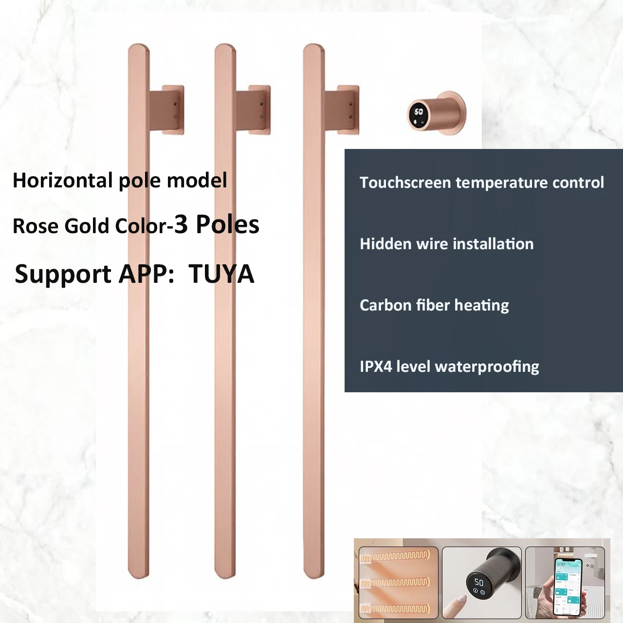 Upgraded Electric Towel Rack 3 Vertical Poles for Bathroom StainlessSteel Drying Rack CarbonFiber Heating Concealed Installation
Upgraded Electric Towel Rack 3 Vertical Poles for Bathroom StainlessSteel Drying Rack CarbonFiber Heating Concealed Installation