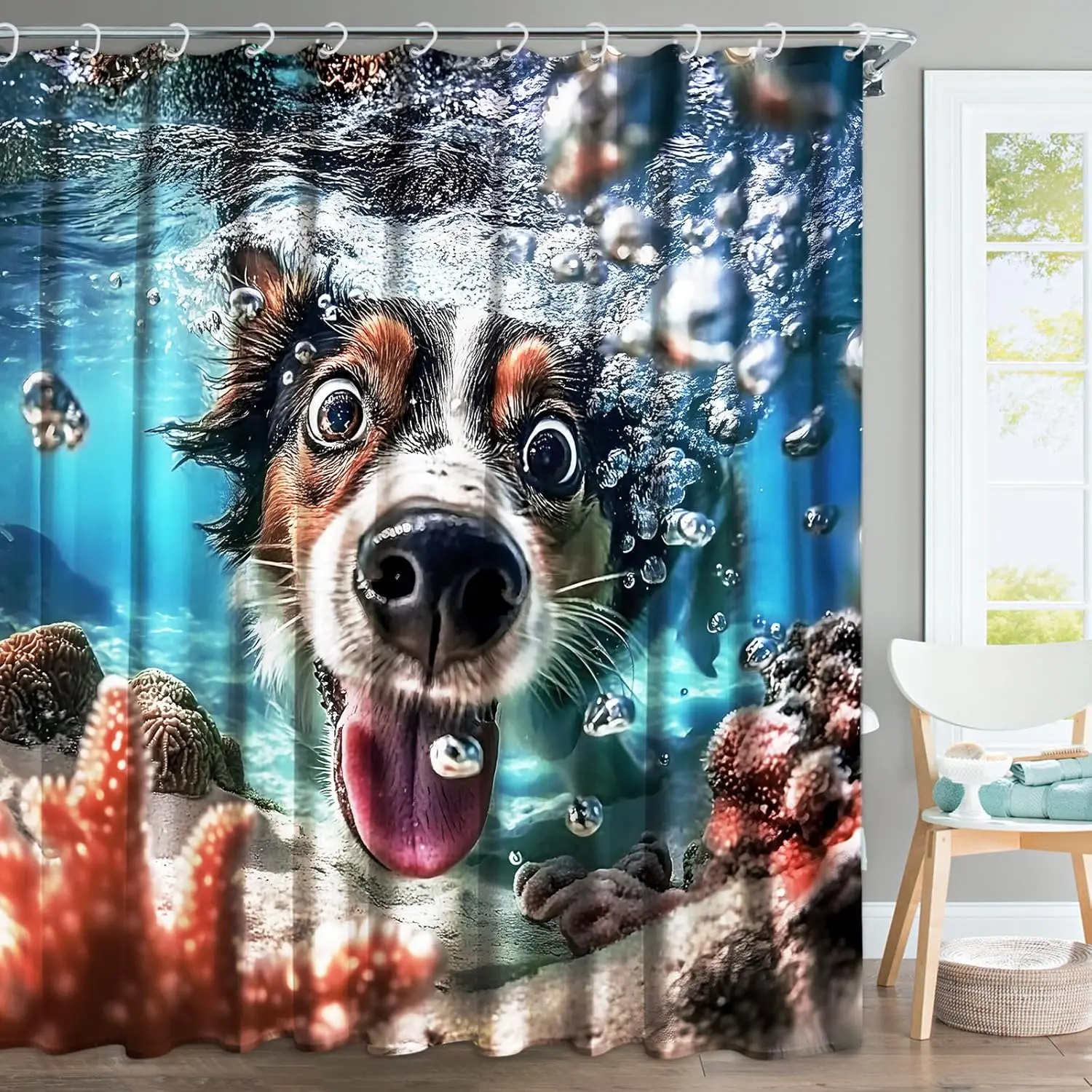 Funny Dog Shower Curtain, Cute Swimming Dog Thick Polyester Fabric Shower Curtains Set for Bathroom, Waterproof Puppy Bathroom
Funny Dog Shower Curtain, Cute Swimming Dog Thick Polyester Fabric Shower Curtains Set for Bathroom, Waterproof Puppy Bathroom