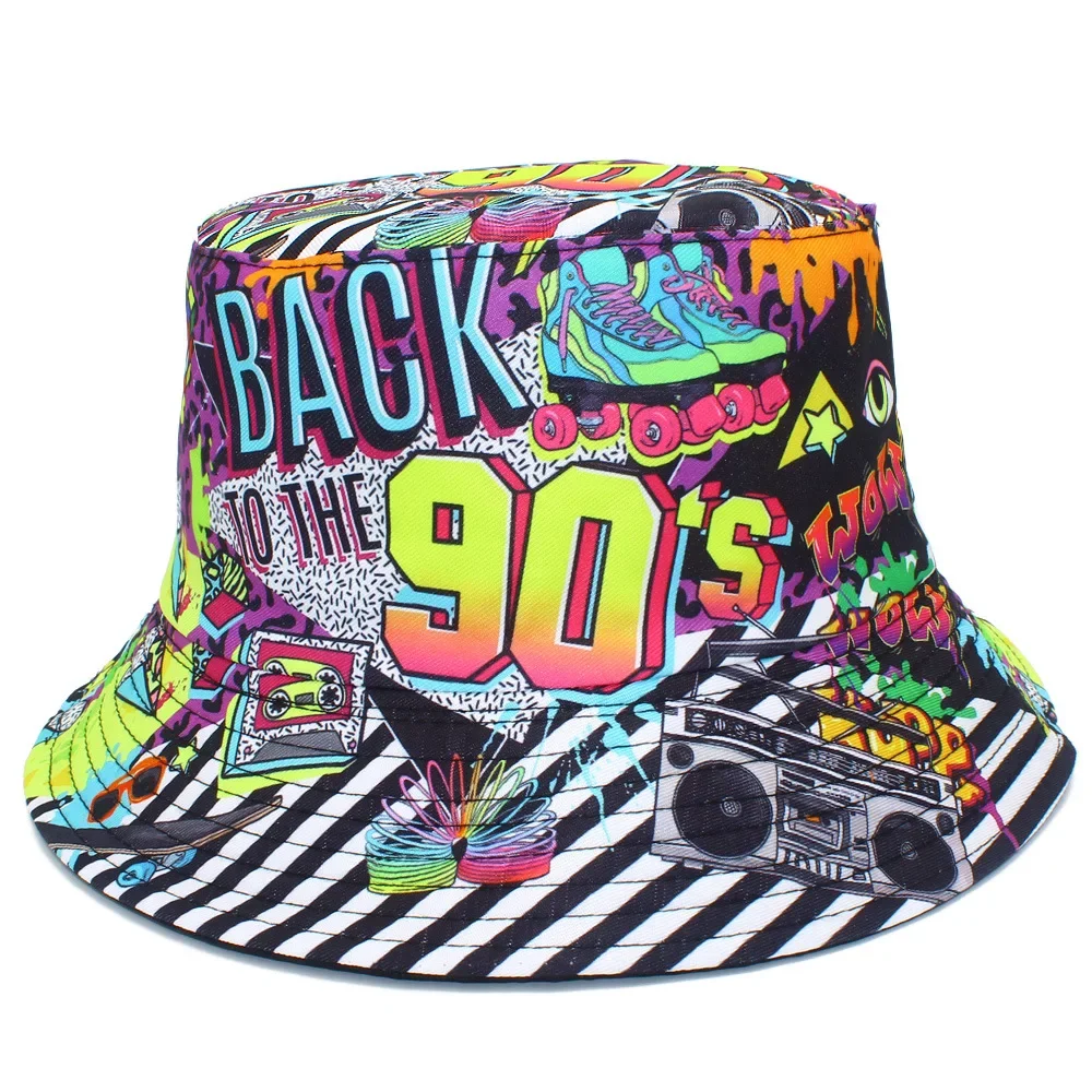 Bucket Hat 90s Letters Tape Print Fisherman Hats Double Sides Flat Top Bob Panama Caps for Men Women Reversible Outdoor Sun Hats
Bucket Hat 90s Letters Tape Print Fisherman Hats Double Sides Flat Top Bob Panama Caps for Men Women Reversible Outdoor Sun Hats