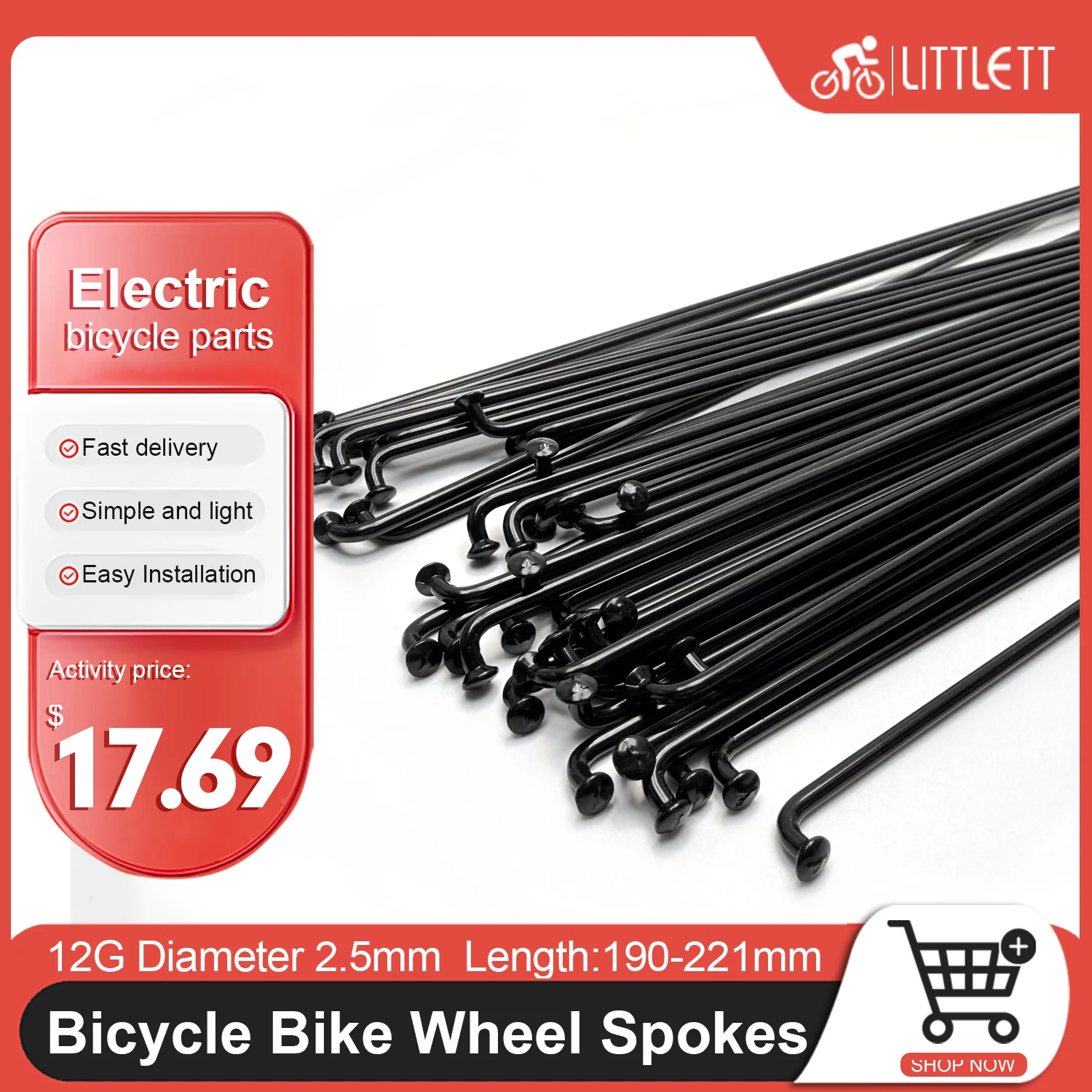 40pcs Bicycle Spokes Bike Wheel Spokes 12G Length 190mm 196mm 200mm 206mm 210mm 212mm 218mm 220mm 221mm 240mm Carbon Steel Black
40pcs Bicycle Spokes Bike Wheel Spokes 12G Length 190mm 196mm 200mm 206mm 210mm 212mm 218mm 220mm 221mm 240mm Carbon Steel Black