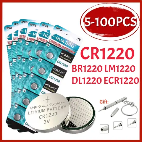 5-100PCS CR1220 3V Lithium Button Battery BR1220 LM1220 DL1220 L04 5012LC Coin Cell Watch CR 1220 Batteries for Toys Remote