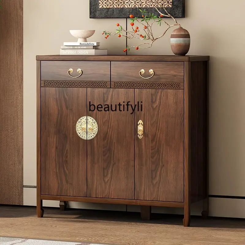 New Chinese-style solid wood shoe cabinet, household door porch cabinet, retro storage cabinet integrated against the wall
New Chinese-style solid wood shoe cabinet, household door porch cabinet, retro storage cabinet integrated against the wall