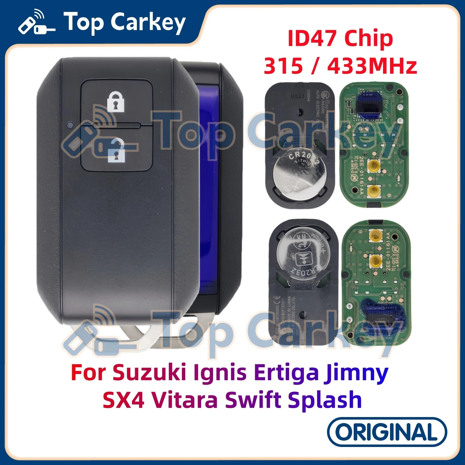 TopCarkey R52R0 R53R0 Original Smart Key ID47 Chip 315MHz 433MHz for Suzuki Swift Ignis Ertiga Jimny SX4 Vitara Splash Baleno
TopCarkey R52R0 R53R0 Original Smart Key ID47 Chip 315MHz 433MHz for Suzuki Swift Ignis Ertiga Jimny SX4 Vitara Splash Baleno
