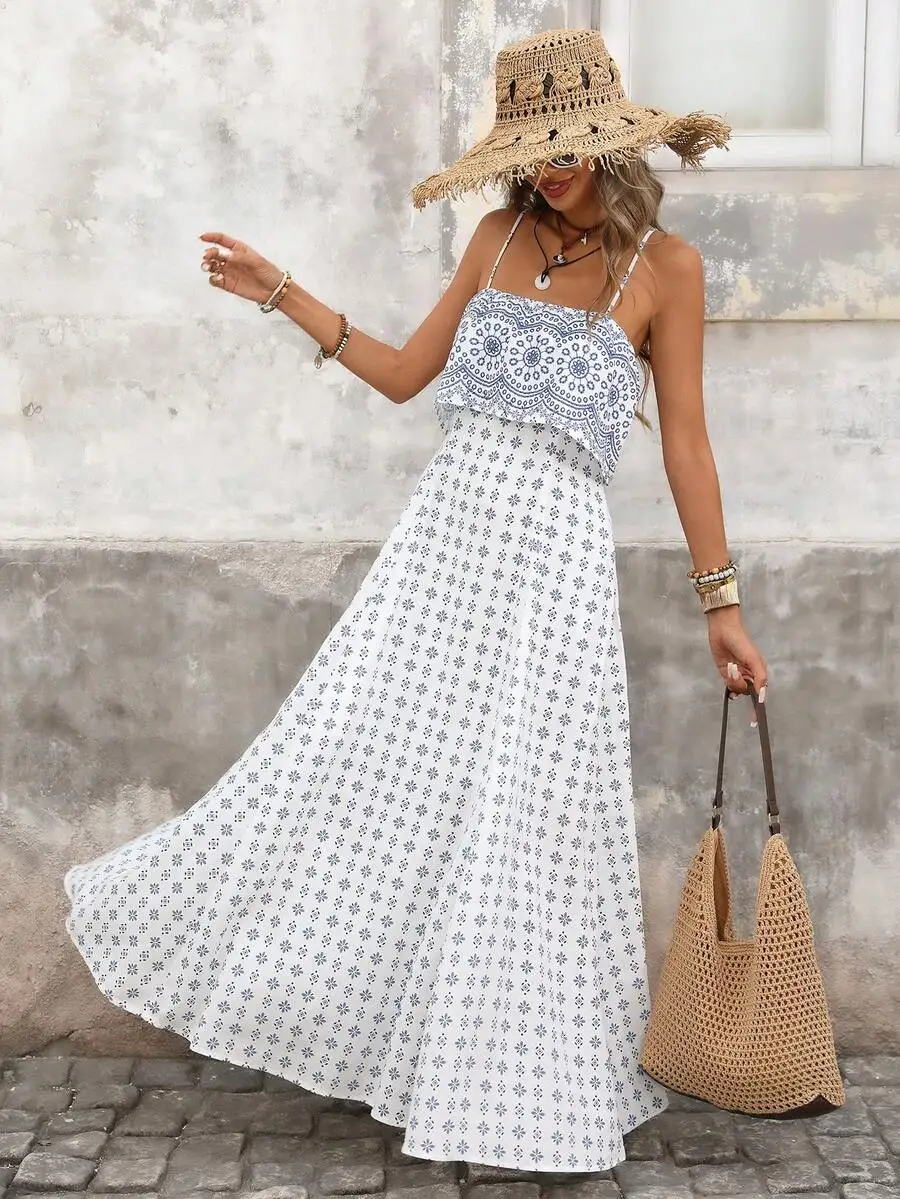 Women Bohemian Floral Print Sleeveless Maxi Dress Casual Vacation Beach Outfit
Women Bohemian Floral Print Sleeveless Maxi Dress Casual Vacation Beach Outfit