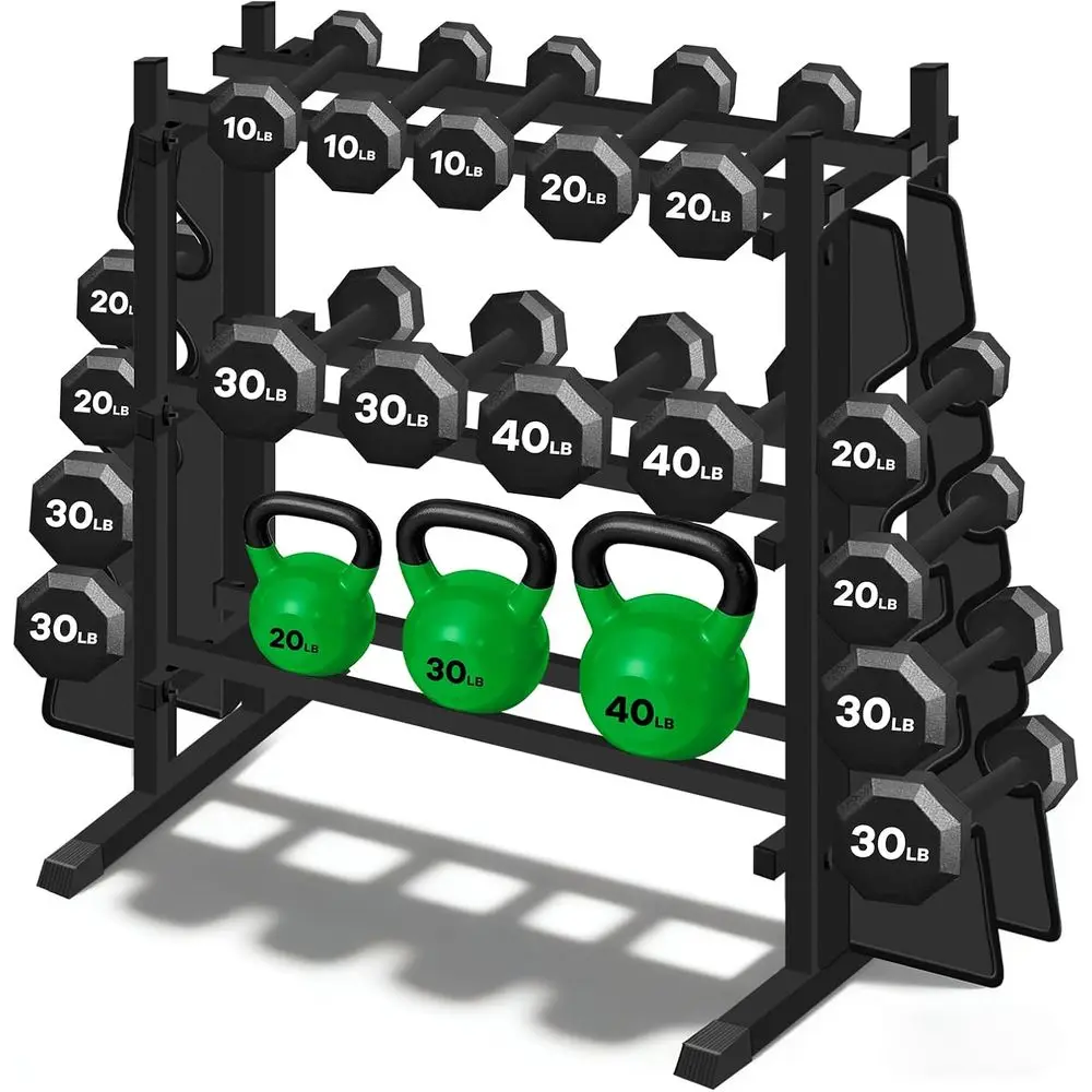 Sturdy Dual-Sided Dumbbell and Kettlebell Storage Rack for Home Gym
Sturdy Dual-Sided Dumbbell and Kettlebell Storage Rack for Home Gym