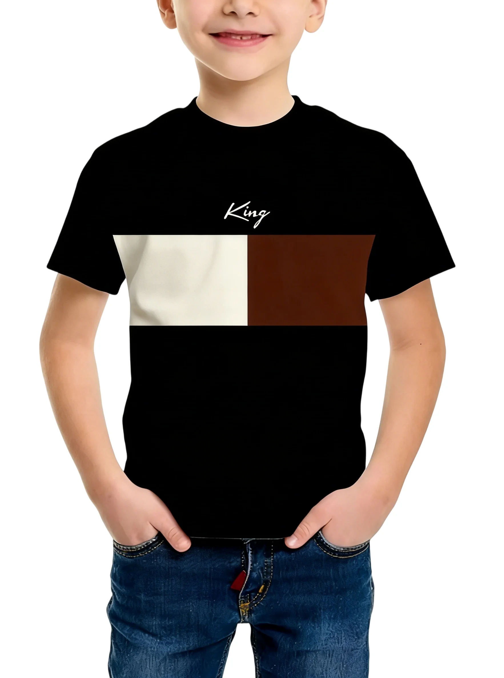 New Boys' Trendy Brand T-shirt, Colour-block Design, Stylish Casual Summer Wear for Children
New Boys' Trendy Brand T-shirt, Colour-block Design, Stylish Casual Summer Wear for Children
