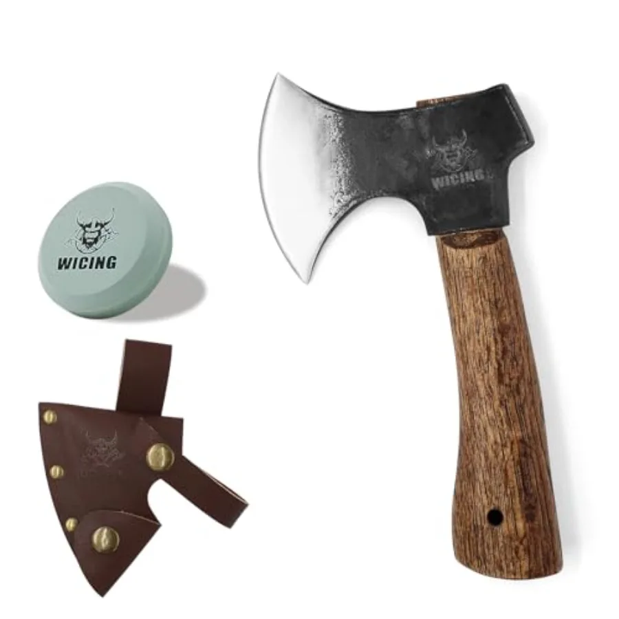 Hatchet, 8 Inches Small Hand Axe 1065 Manganese Steel and Beech Wood Handle with Leather Sheath
Hatchet, 8 Inches Small Hand Axe 1065 Manganese Steel and Beech Wood Handle with Leather Sheath