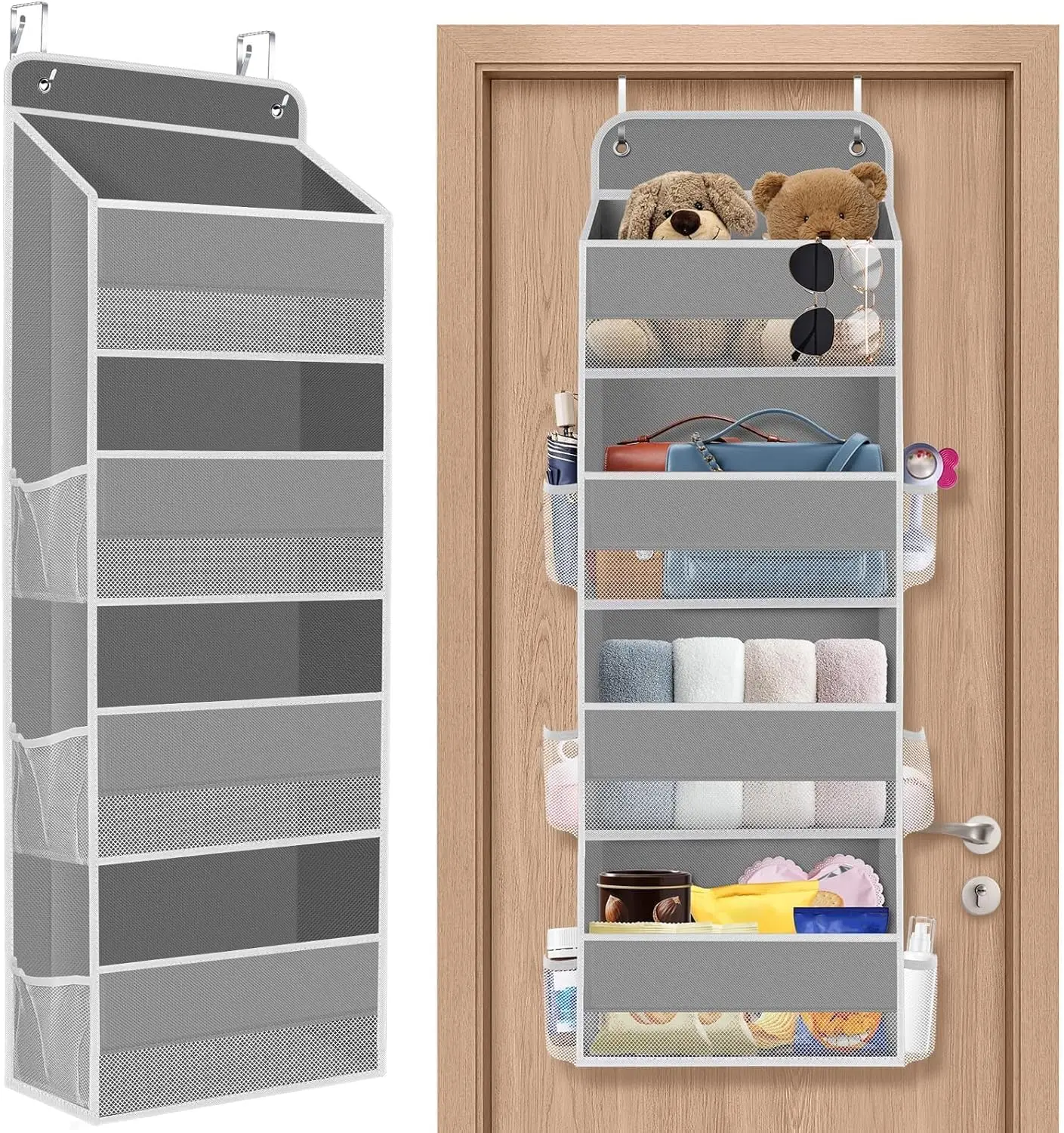 Over Door Storage Organizer with Clear Pockets, 40lb Capacity for Pantry Laundry Bathroom Closet (Grey)
Over Door Storage Organizer with Clear Pockets, 40lb Capacity for Pantry Laundry Bathroom Closet (Grey)