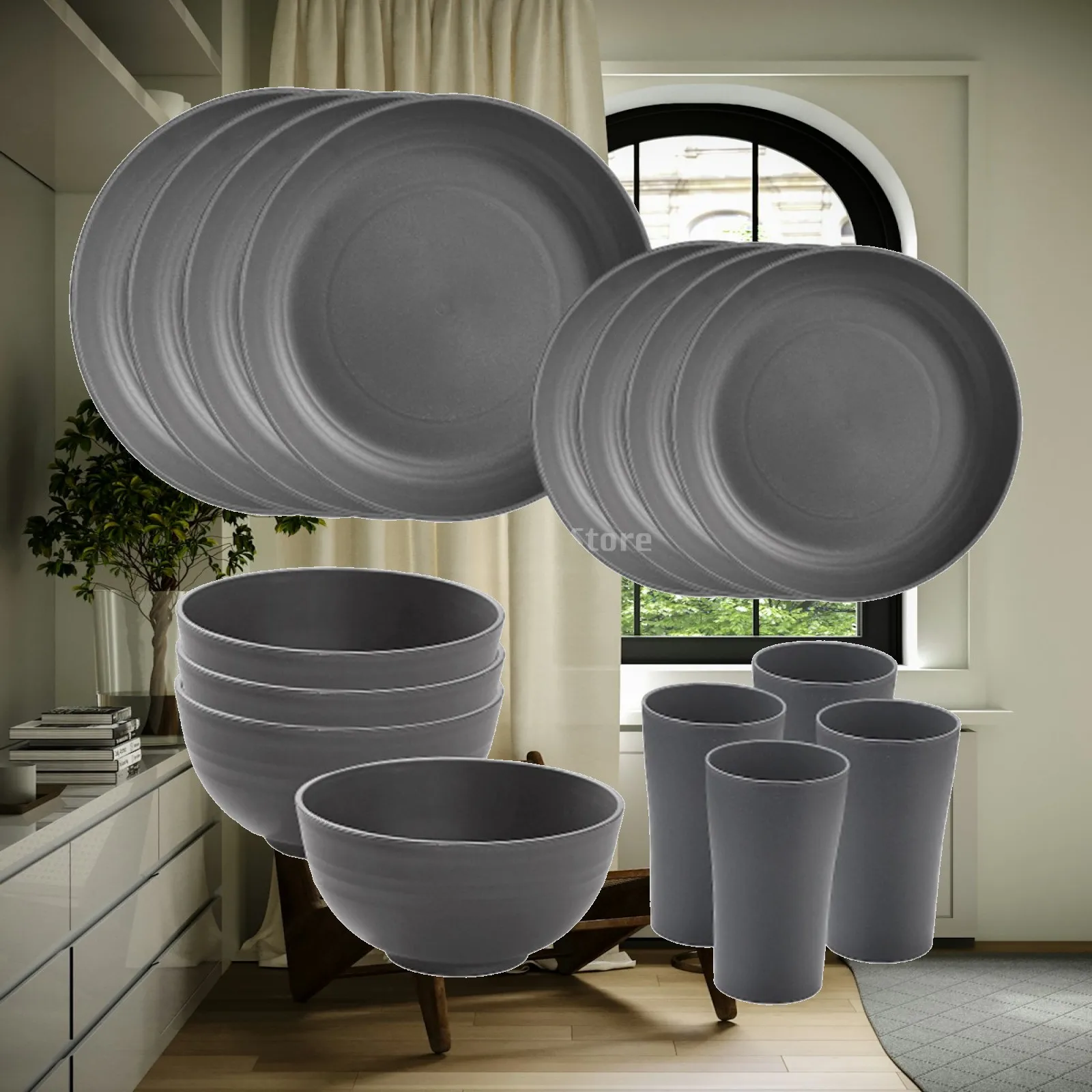 Minimalist Round Wheat Straw Dinnerware Lightweight Shatterproof Plates Bowls Cups Set for Party Household Kitchen
Minimalist Round Wheat Straw Dinnerware Lightweight Shatterproof Plates Bowls Cups Set for Party Household Kitchen
