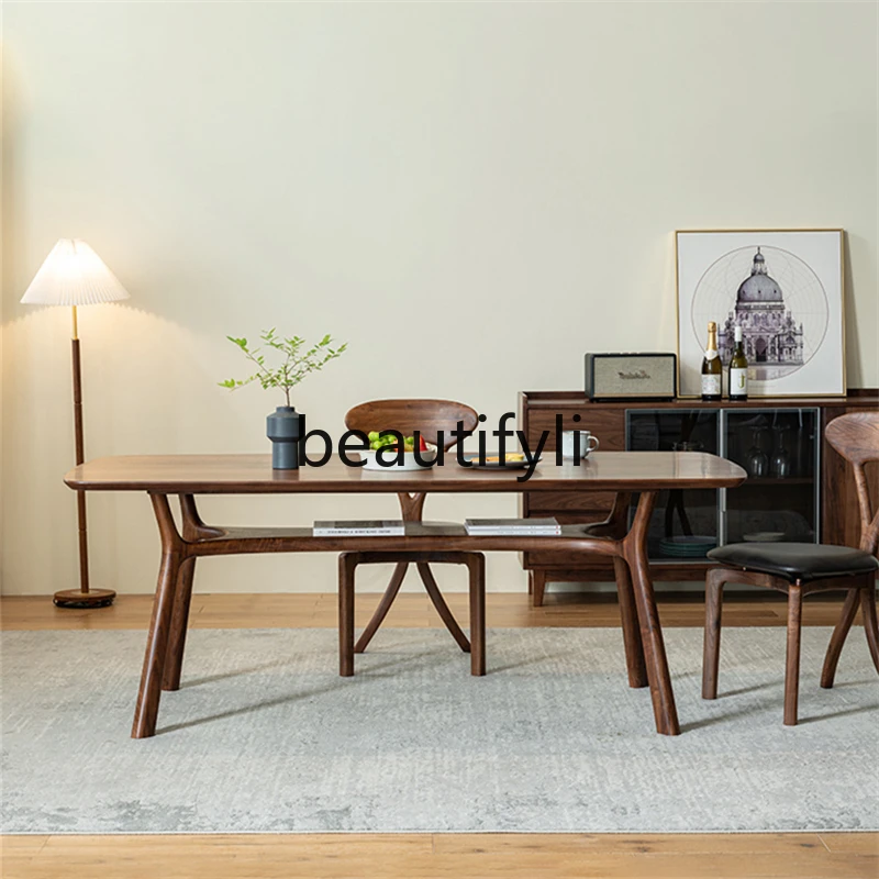 North American black walnut double rectangular dining table, solid wood workbench restaurant, tea table
North American black walnut double rectangular dining table, solid wood workbench restaurant, tea table