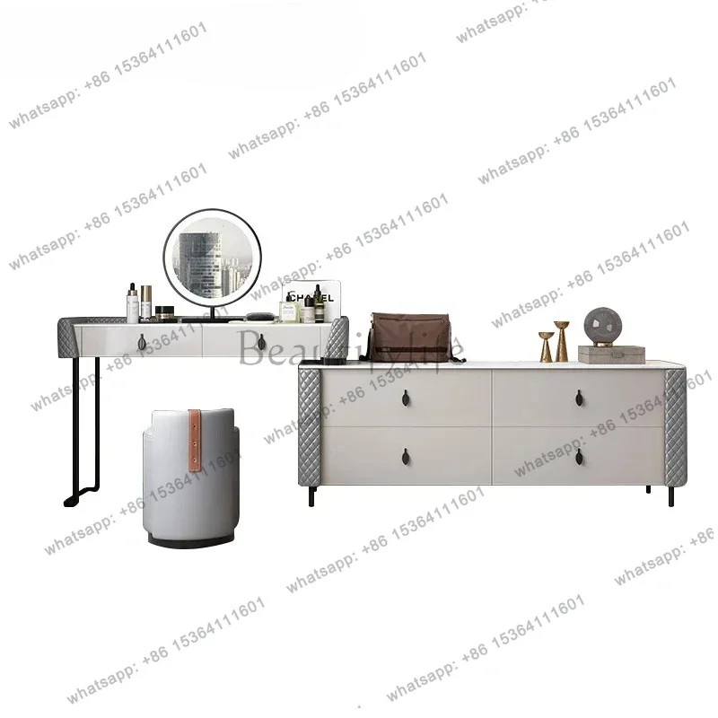 yj5 Modern minimalist bedroom slate dressing table storage cabinet integrated LED mirror makeup table stool combination
yj5 Modern minimalist bedroom slate dressing table storage cabinet integrated LED mirror makeup table stool combination