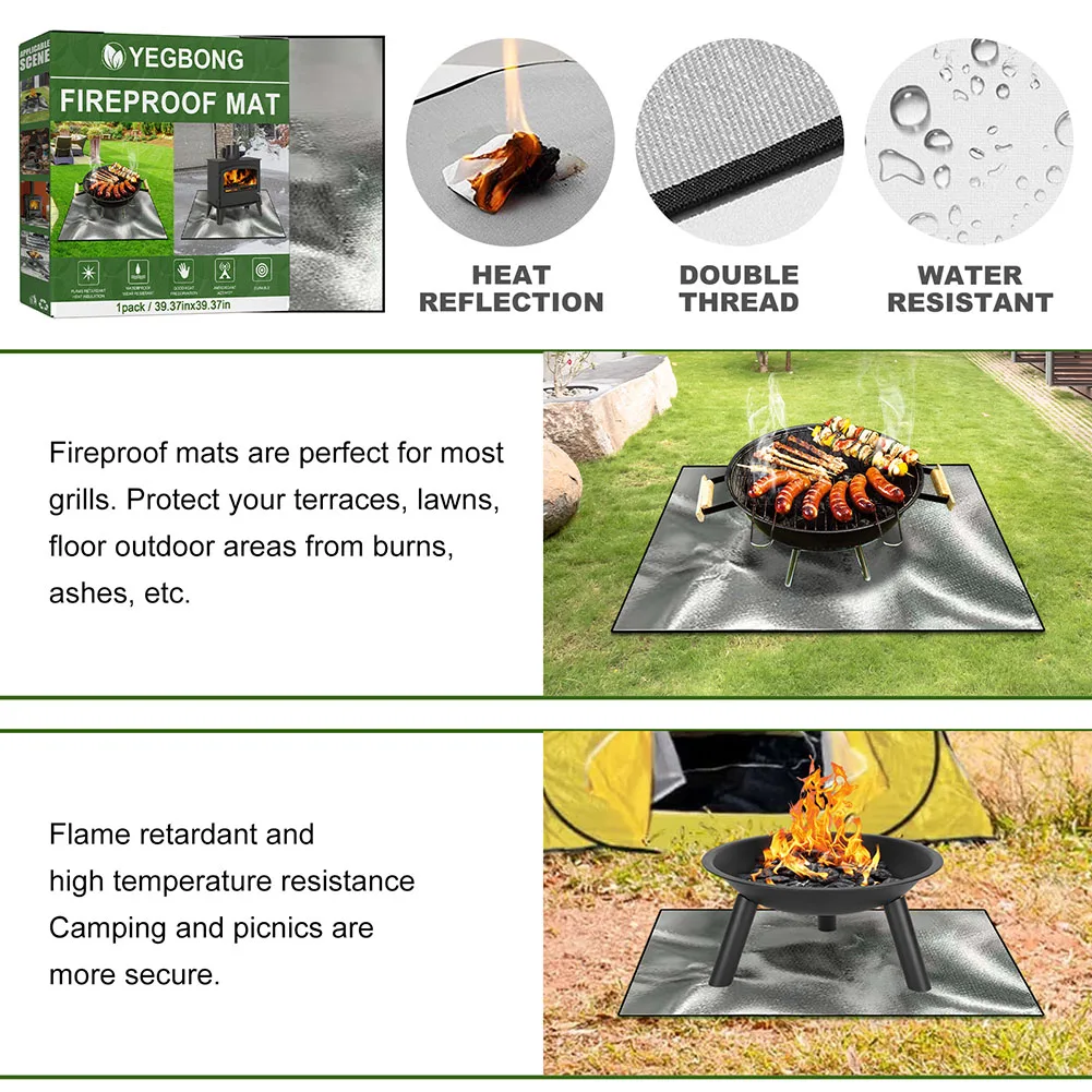 100cmx100cm Square Fire Pit Mat Heat Resistant Grill Mat 3 Layers Fireproof Mat Easy To Clean for Grass Outdoor for Deck Patio
100cmx100cm Square Fire Pit Mat Heat Resistant Grill Mat 3 Layers Fireproof Mat Easy To Clean for Grass Outdoor for Deck Patio