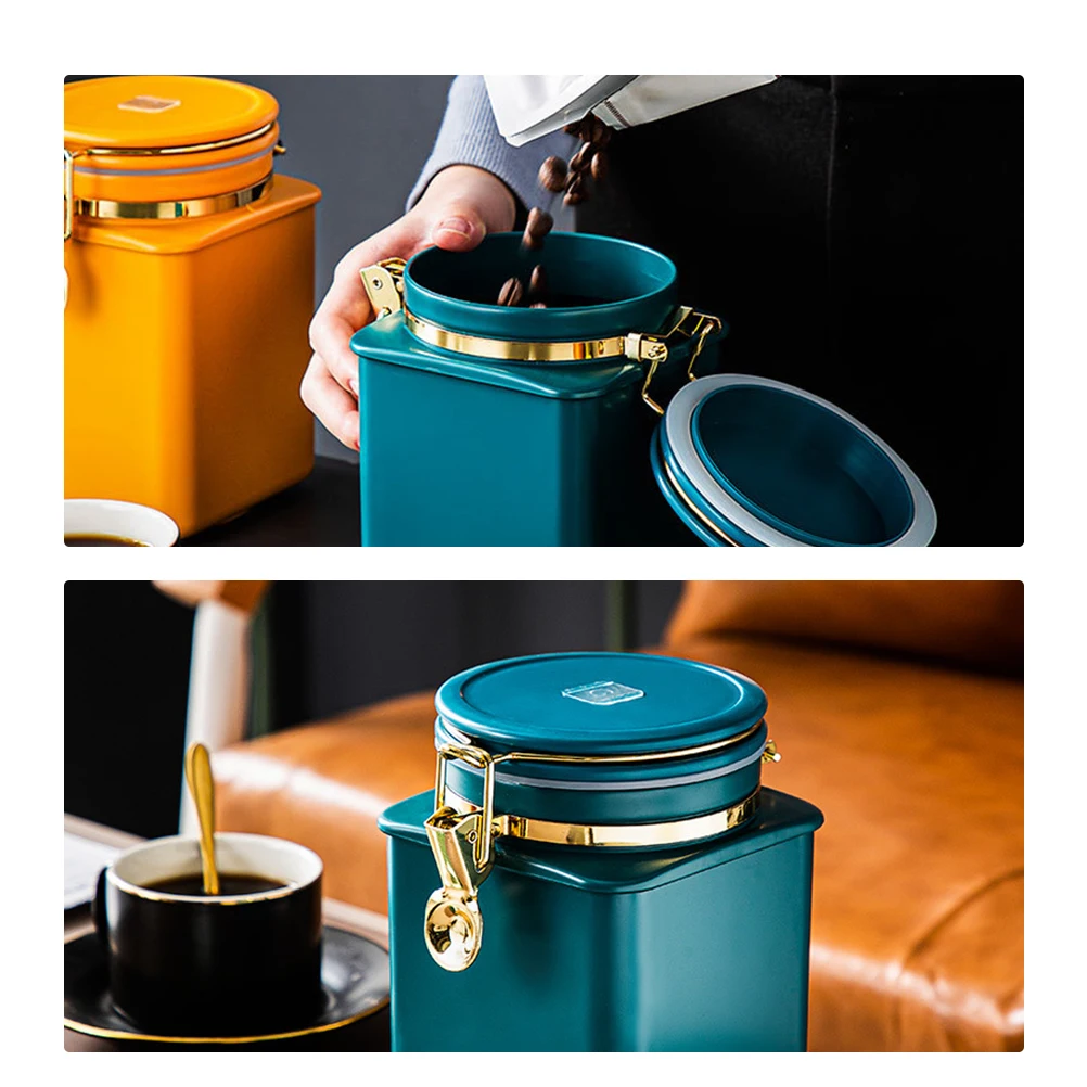 Coffee Bean Storage Jar Airtight Sealing Gold Plated Metal Large Capacity Food Grade Silicone Coffee Powder Holder
Coffee Bean Storage Jar Airtight Sealing Gold Plated Metal Large Capacity Food Grade Silicone Coffee Powder Holder