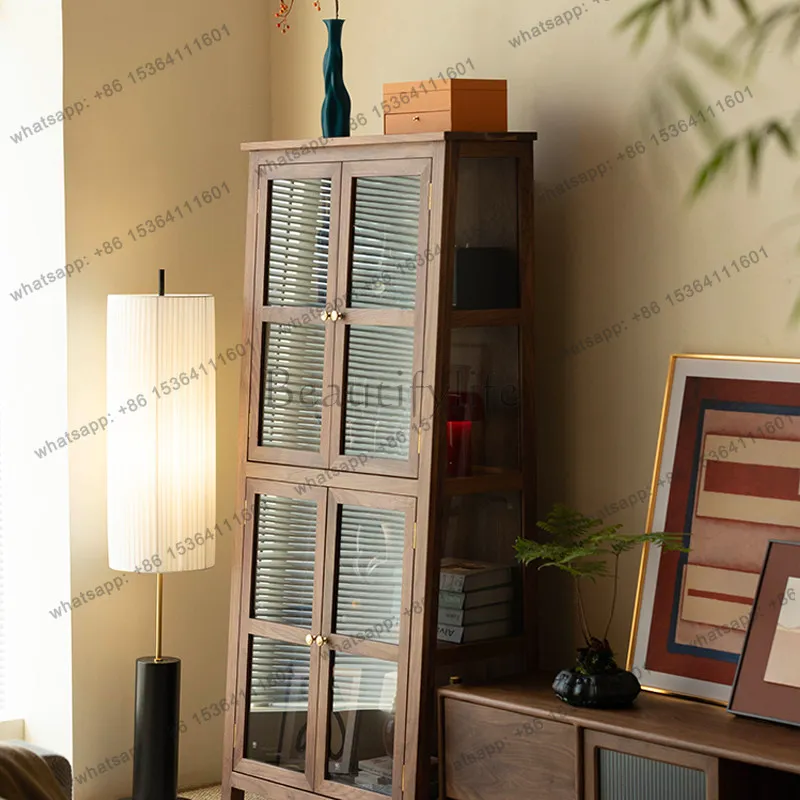 Black walnut figure display cabinet glass door living room storage cabinet
Black walnut figure display cabinet glass door living room storage cabinet