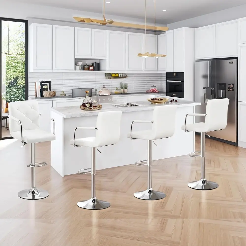 Adjustable Bar Stools Set of 4, Counter Height Barstool with Back and Arms, Swivel PU Leather Bar Chairs for Kitchen/Island, Whi
Adjustable Bar Stools Set of 4, Counter Height Barstool with Back and Arms, Swivel PU Leather Bar Chairs for Kitchen/Island, Whi