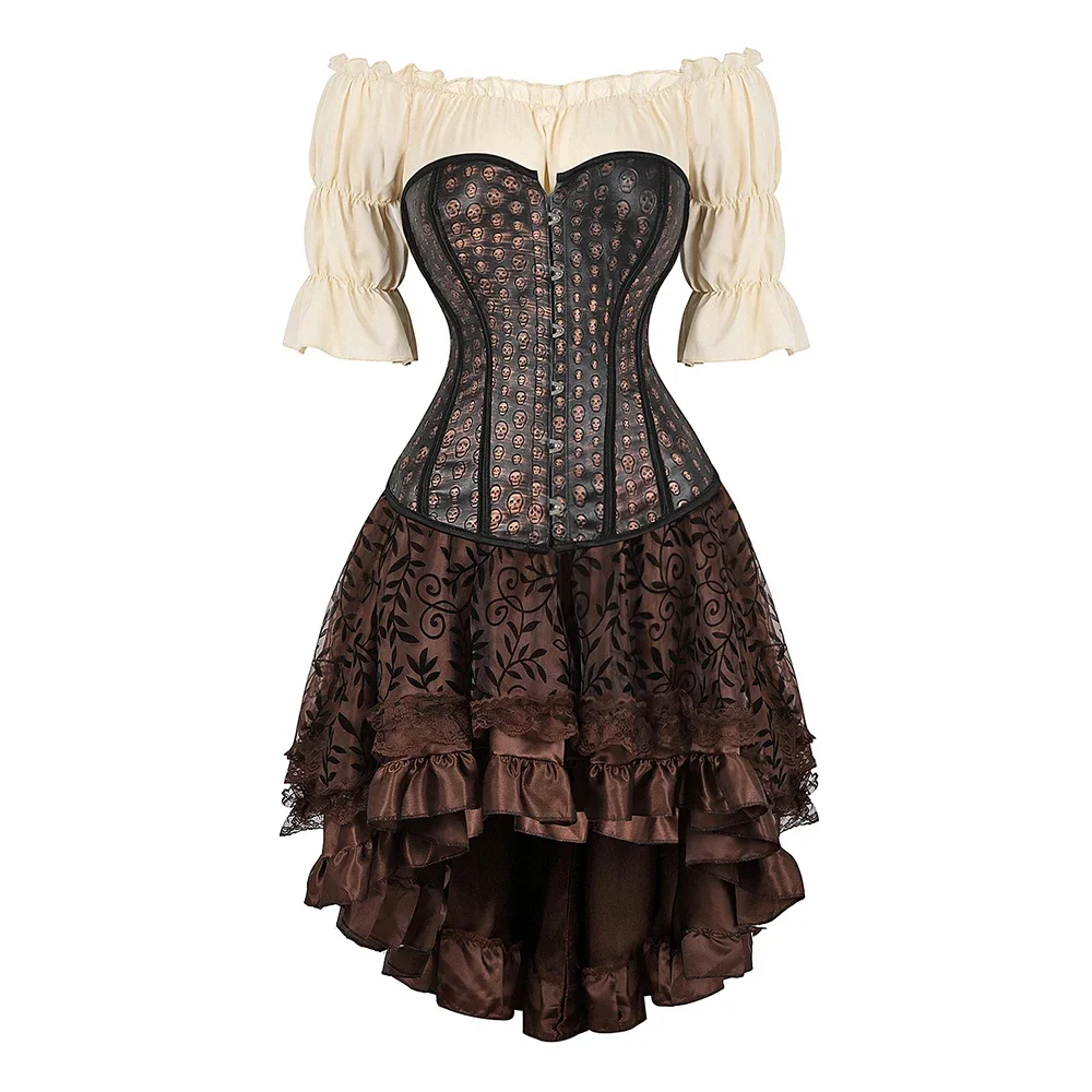 Brown Pirate Dress Plus Size Faxu Leather Steampunk Corset Dress with Shoulder Off Blouse Cosplay Pirate Costume for Women
Brown Pirate Dress Plus Size Faxu Leather Steampunk Corset Dress with Shoulder Off Blouse Cosplay Pirate Costume for Women