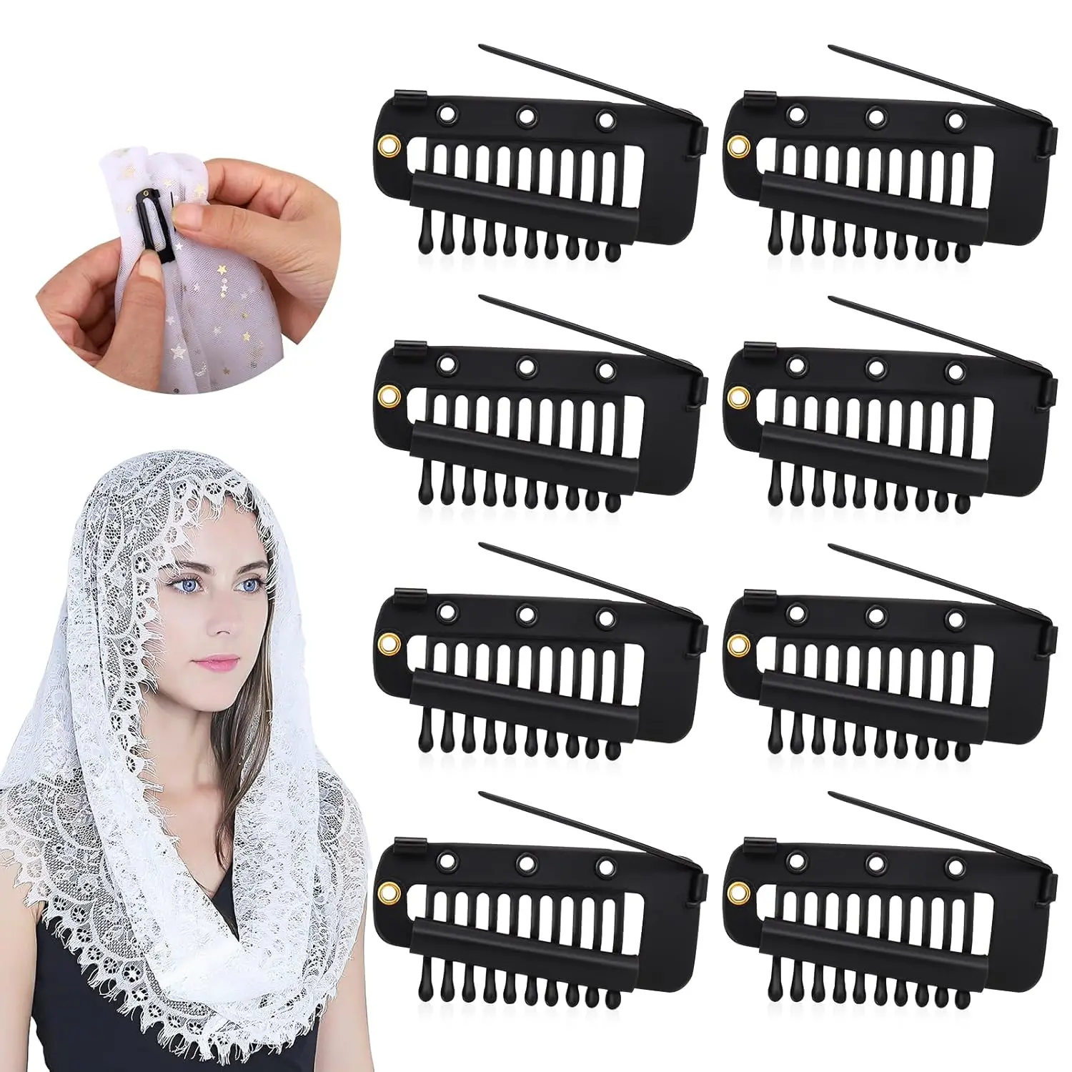 8 PCS Strong Chunni Clips with Safety Pins, Dupatta Setting Clips for Women Black
8 PCS Strong Chunni Clips with Safety Pins, Dupatta Setting Clips for Women Black