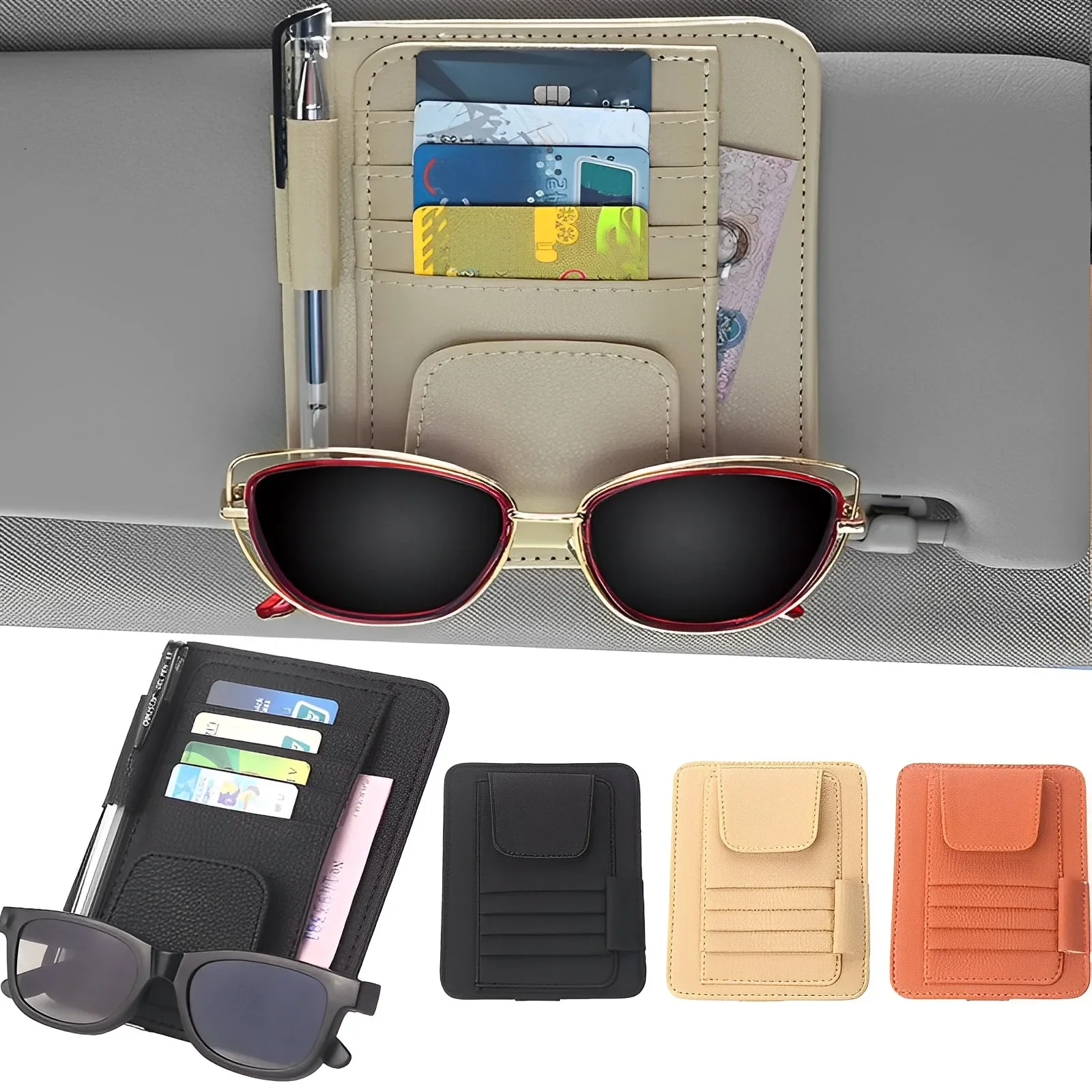 Car Sun Visor Organizer Storage Pocket Leather Sunglasses Bill Card Pen Glasses Storage Holder Clip Auto Interior Accessories
Car Sun Visor Organizer Storage Pocket Leather Sunglasses Bill Card Pen Glasses Storage Holder Clip Auto Interior Accessories