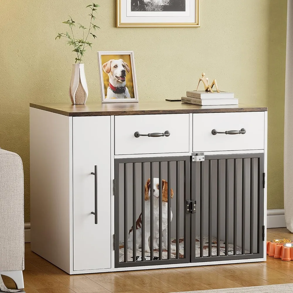 Dog Crate Furniture, 31.5 Inch Wooden Indoor Heavy Duty Dog Kennel House with Doors & USB Charger, Farmhouse Modern End TV
Dog Crate Furniture, 31.5 Inch Wooden Indoor Heavy Duty Dog Kennel House with Doors & USB Charger, Farmhouse Modern End TV