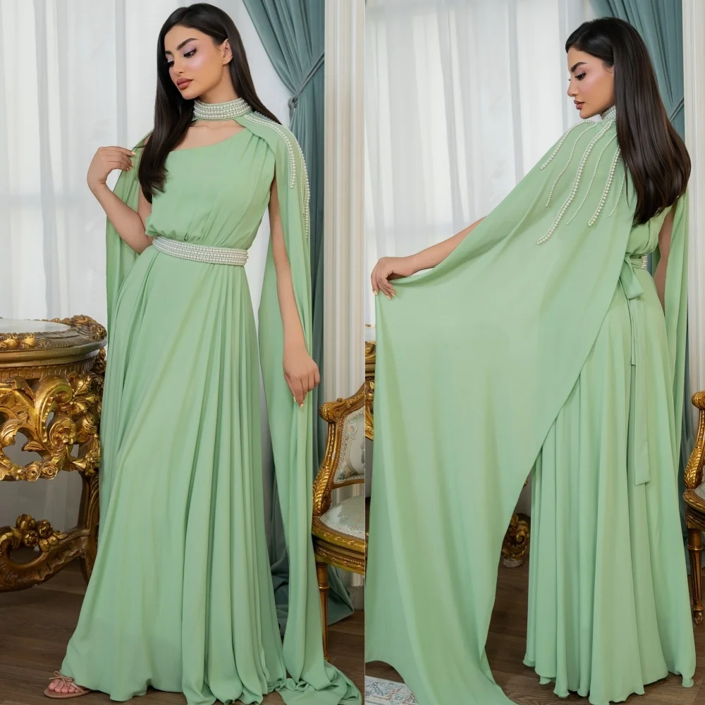 Customized Elegant Chiffon Pearl Pleat Sash A-line High Collar Long Dresses Bespoke Occasion High Quality
Customized Elegant Chiffon Pearl Pleat Sash A-line High Collar Long Dresses Bespoke Occasion High Quality