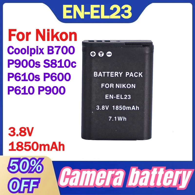 3.8V 1850mAh EN-EL23 EN EL23 Camera Battery for Nikon Coolpix B700 P610s P600 P900s S810c P610 P900 Batteries
3.8V 1850mAh EN-EL23 EN EL23 Camera Battery for Nikon Coolpix B700 P610s P600 P900s S810c P610 P900 Batteries