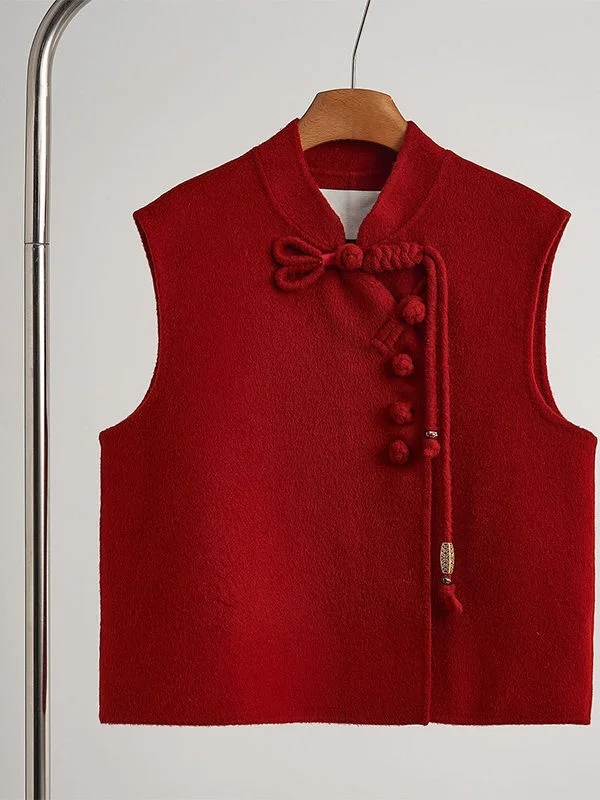 Red New Chinese Style Loose Fit Women's Vest Open Cardigan Embroidered Button Casual Winter Outerwear for All Body Types
Red New Chinese Style Loose Fit Women's Vest Open Cardigan Embroidered Button Casual Winter Outerwear for All Body Types