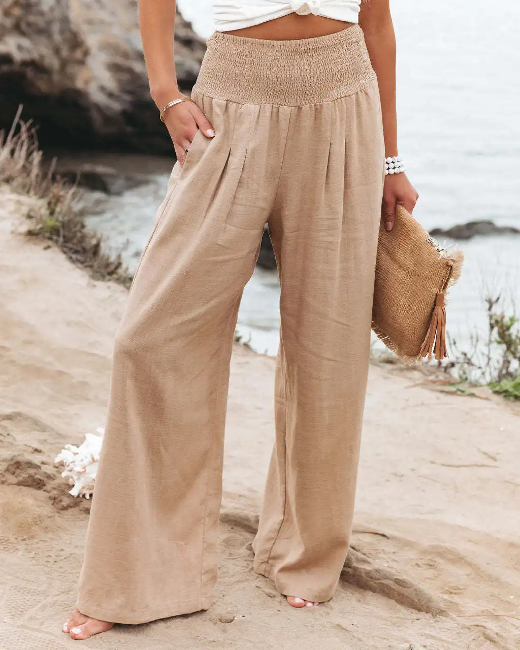 Women Casual Loose Cotton Linen Pants with Pocket Lady Spring Fall High Waist Wide Leg Trousers Solid Color Shirred Pants Outfit
Women Casual Loose Cotton Linen Pants with Pocket Lady Spring Fall High Waist Wide Leg Trousers Solid Color Shirred Pants Outfit