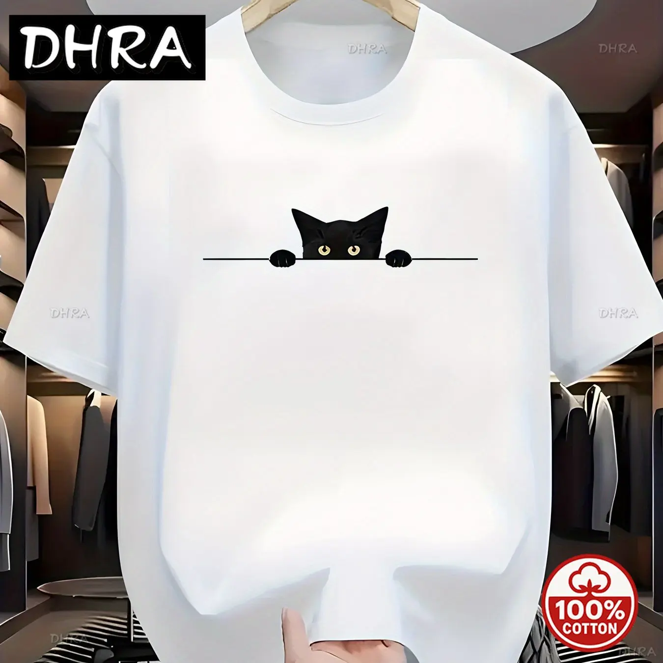 Men's Summer 100% Cotton Fashionable Casual simple Large Cute Cat Pattern Printed Round Neck Short Sleeve T-shirt Top
Men's Summer 100% Cotton Fashionable Casual simple Large Cute Cat Pattern Printed Round Neck Short Sleeve T-shirt Top