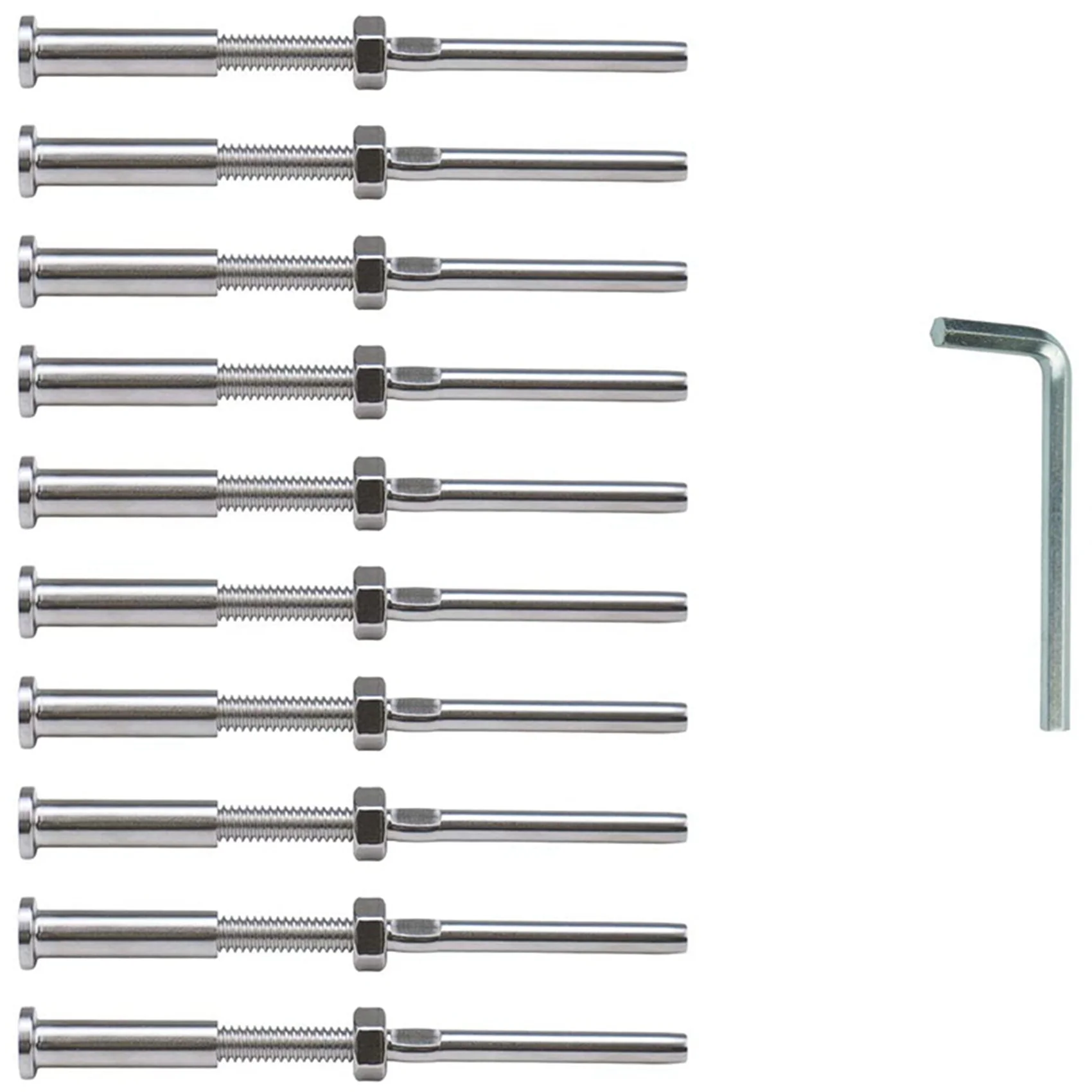 SEWS-40Pcs Invisible Turnbuckle Hand Swage Threaded Stud Hex Head Fitting Receiver Terminal For 1/8 Inch Cable Railing
SEWS-40Pcs Invisible Turnbuckle Hand Swage Threaded Stud Hex Head Fitting Receiver Terminal For 1/8 Inch Cable Railing