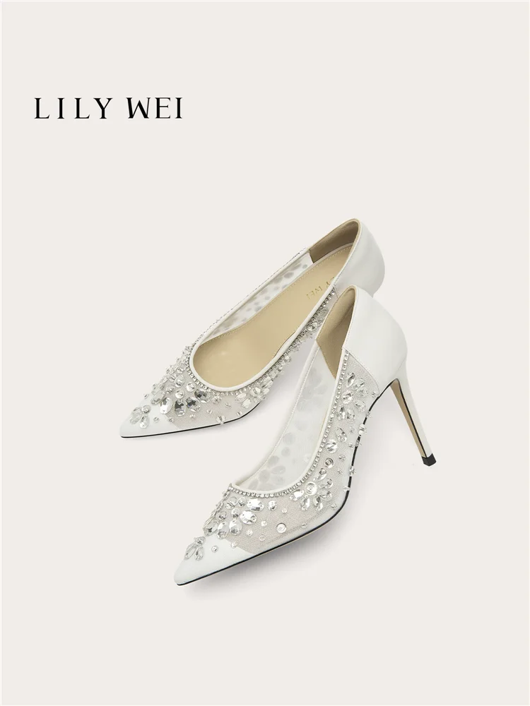 Spring and summer pointed shallow mouth mesh crystal wedding shoes banquet big size small size slim heel high-heeled women shoes
Spring and summer pointed shallow mouth mesh crystal wedding shoes banquet big size small size slim heel high-heeled women shoes