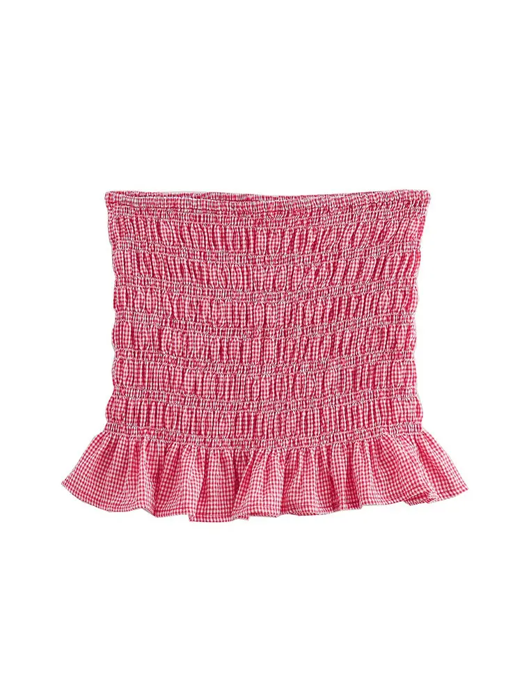 Женская плиссированная мини-юбка с оборками, в клетку 
Женская плиссированная мини-юбка с оборками, в клетку