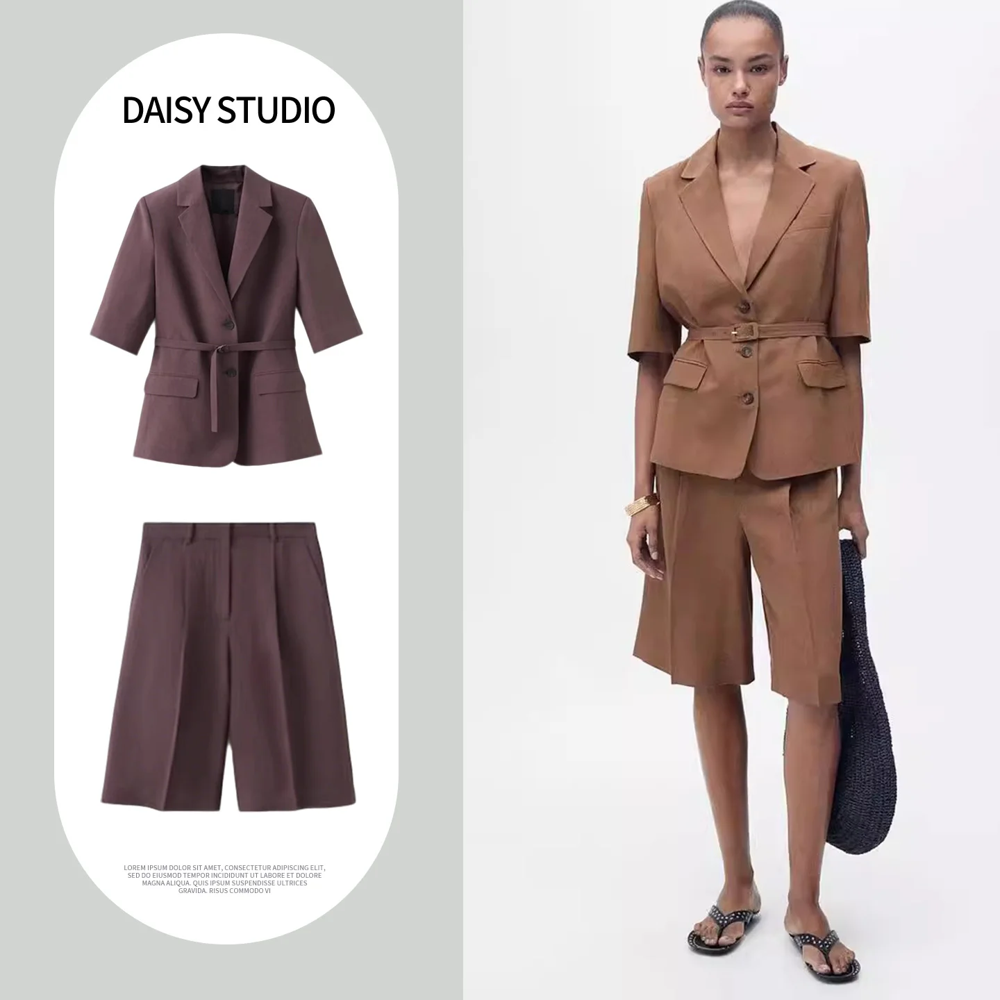 Casual Suit Jacket 27087782 Short Shorts 87067896 Spring Fashion Set Women's Short Sleeve Blouse mid Waist Crop Pants
Casual Suit Jacket 27087782 Short Shorts 87067896 Spring Fashion Set Women's Short Sleeve Blouse mid Waist Crop Pants