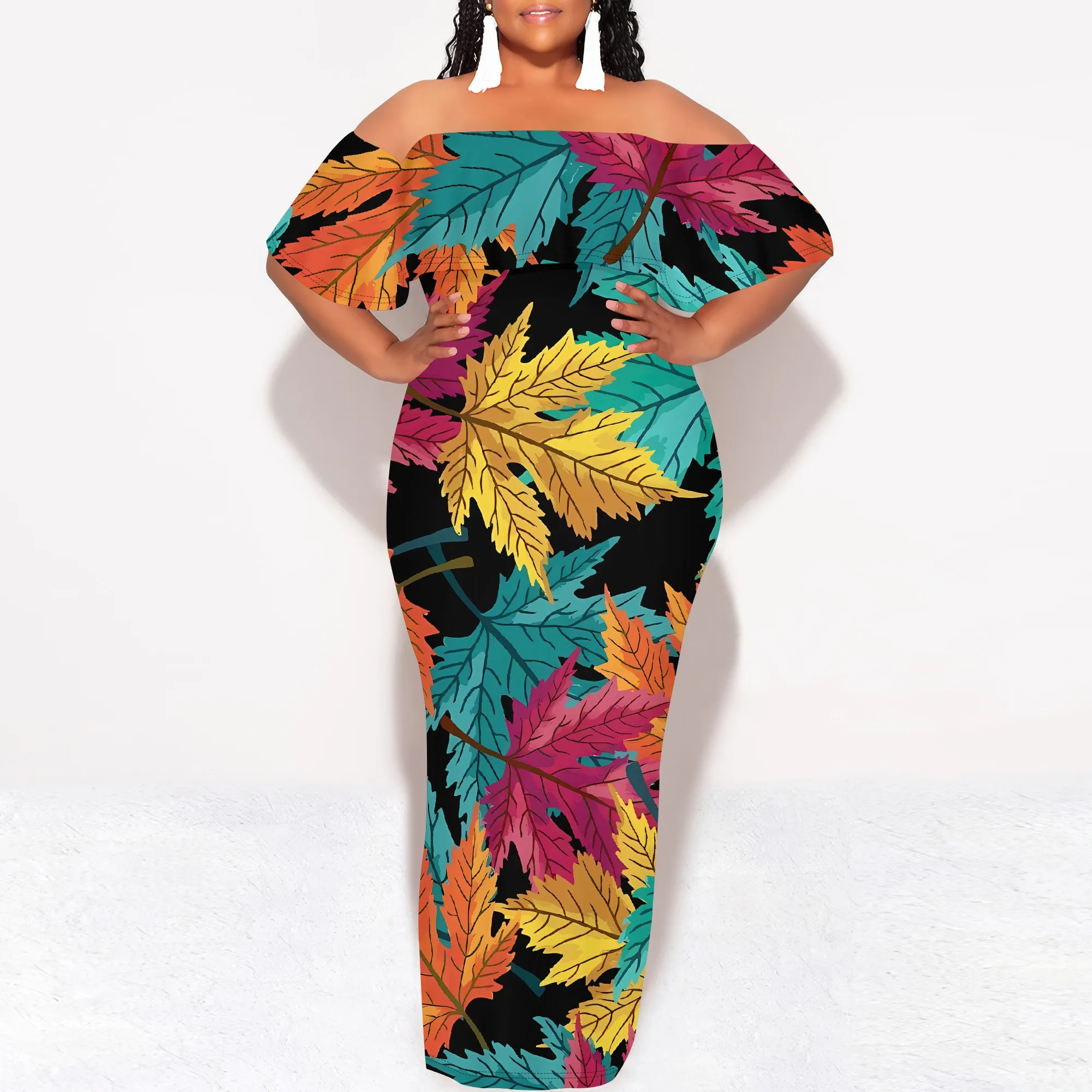 Nupusa Leaf Print Off Shoulder Maxi Dress Women Summer Bodycon Long Dress Vintage Party Wear
Nupusa Leaf Print Off Shoulder Maxi Dress Women Summer Bodycon Long Dress Vintage Party Wear
