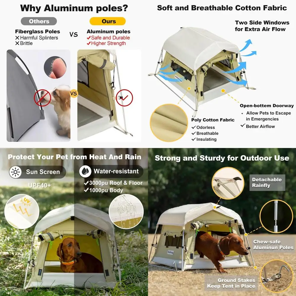 Portable Outdoor Dog Tent with Cotton Fabric, Aluminum Poles, and Breathable Side Windows (Green, Small)
Portable Outdoor Dog Tent with Cotton Fabric, Aluminum Poles, and Breathable Side Windows (Green, Small)