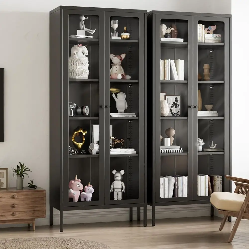 5-Tier Metal Glass Display Cabinet, Tall Curio Shelf for Collectibles, Ideal for Home or Office
5-Tier Metal Glass Display Cabinet, Tall Curio Shelf for Collectibles, Ideal for Home or Office