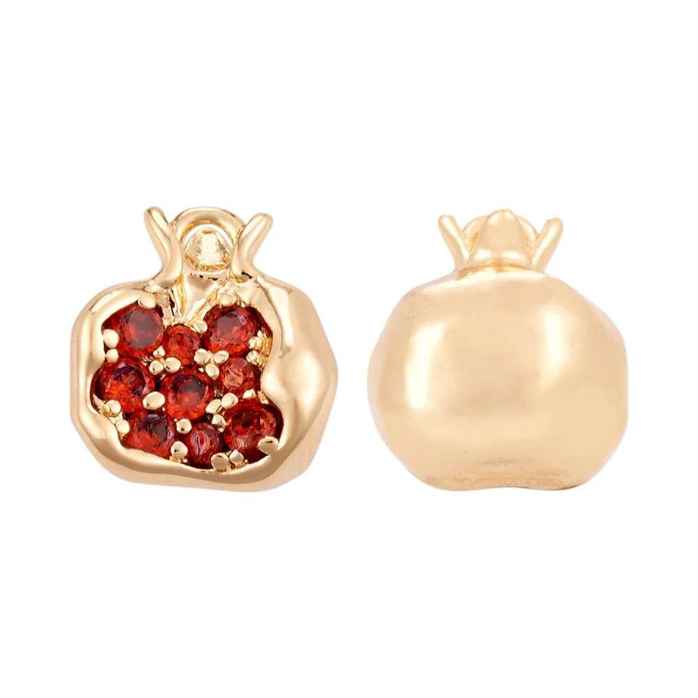 1pc 18K Gold Plated Brass Micro Pave Cubic Zirconia Pomegranate Shape Charm for Earrings Necklace DIY Jewelry Making 10.5x10x7m
1pc 18K Gold Plated Brass Micro Pave Cubic Zirconia Pomegranate Shape Charm for Earrings Necklace DIY Jewelry Making 10.5x10x7m