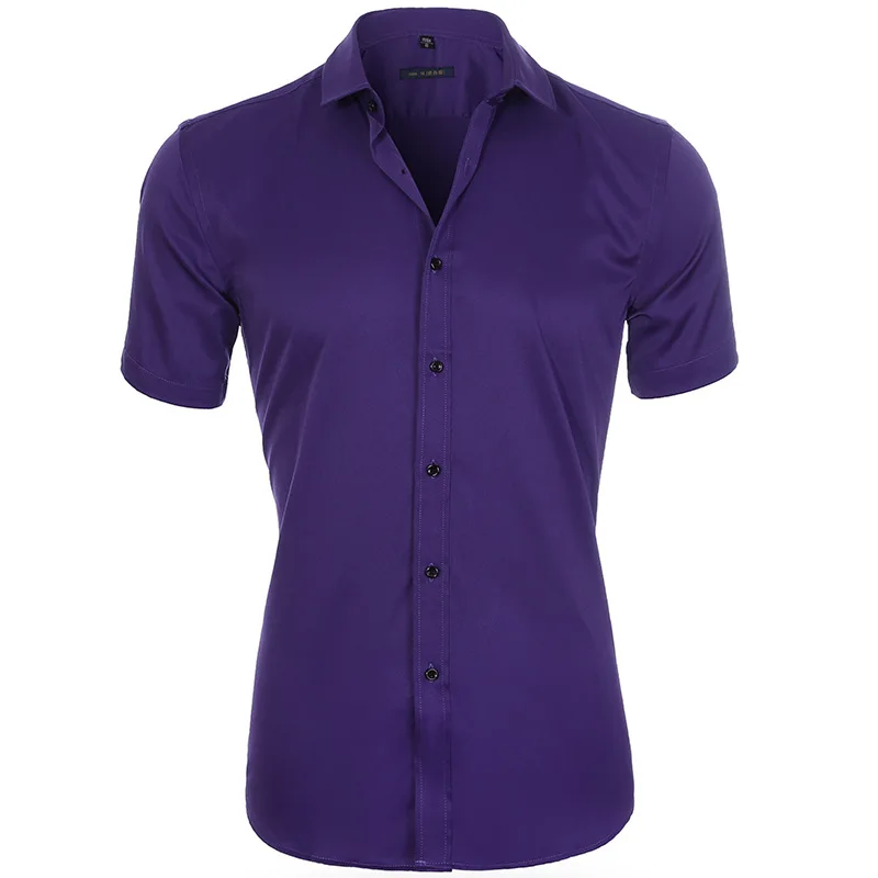 Purple Mens Dress Short Sleeve Shirts Brand Summer Casual Button Down Shirt Non Iron Easy Care Elastic Male Business Shirt Tops
Purple Mens Dress Short Sleeve Shirts Brand Summer Casual Button Down Shirt Non Iron Easy Care Elastic Male Business Shirt Tops
