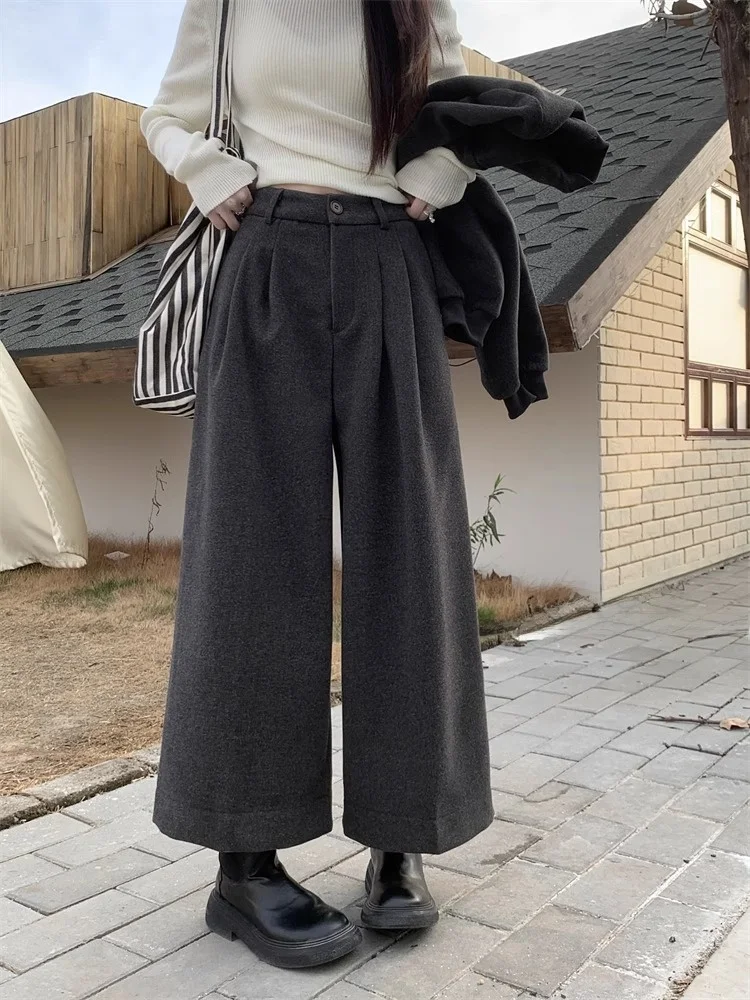 High Waist Wide Leg Suit Jacket Woolen Casual Pants Women's Loose Fit Spring Autumn New Style Retro Korean Straight Tube Pants
High Waist Wide Leg Suit Jacket Woolen Casual Pants Women's Loose Fit Spring Autumn New Style Retro Korean Straight Tube Pants