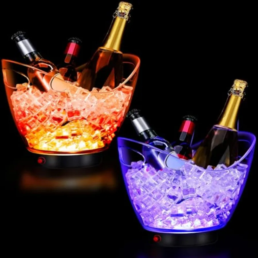 Umigy 2 Pcs 5L LED Ice Buckets Clear Plastic Ice Bucket Large Capacity Light RGB Colorful LED Cooler with Lights for Champagne
Umigy 2 Pcs 5L LED Ice Buckets Clear Plastic Ice Bucket Large Capacity Light RGB Colorful LED Cooler with Lights for Champagne