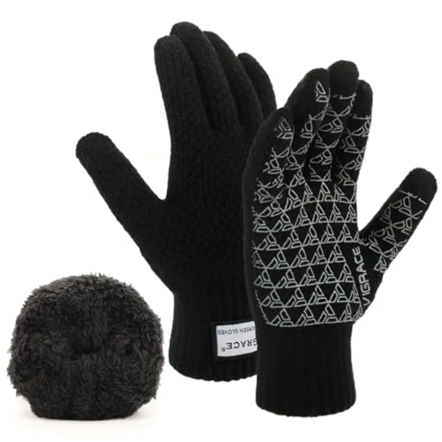 ViGrace Thickened Winter Warm Touchscreen Gloves for Men and Women Touch Screen Fleece Lined Knit Anti-Slip Wool Glove
ViGrace Thickened Winter Warm Touchscreen Gloves for Men and Women Touch Screen Fleece Lined Knit Anti-Slip Wool Glove