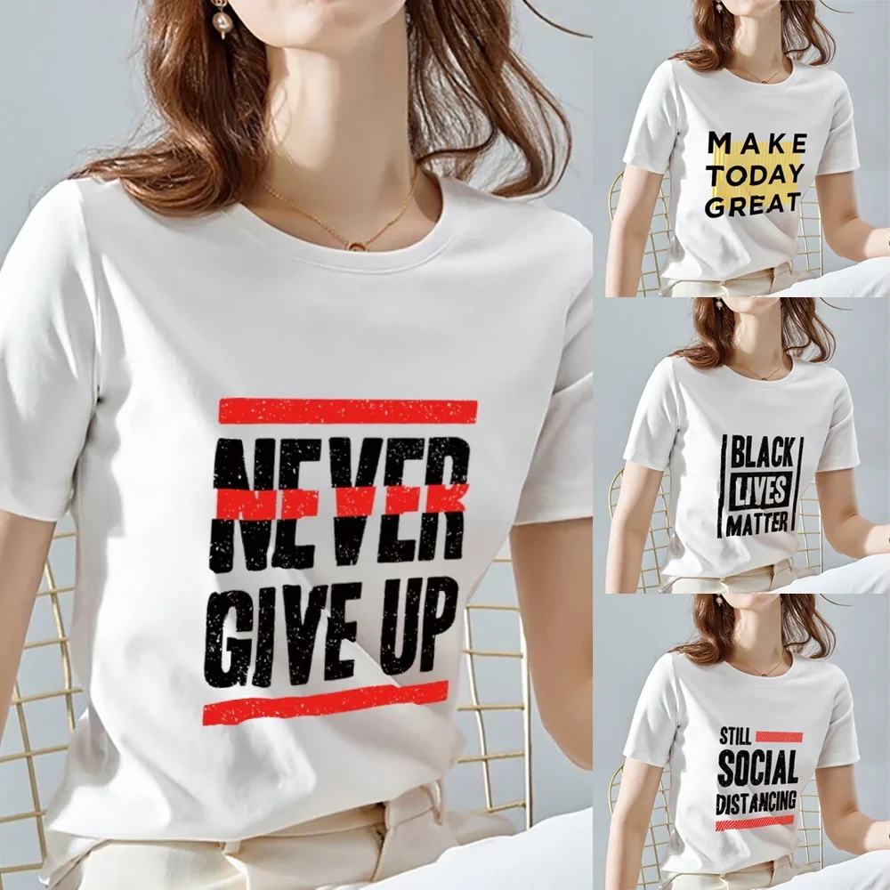 T Shirt Women Summer New Short Sleeve Word Print Clothing Women's T-Shirt Harajuku Graphic Clothing Women Top
T Shirt Women Summer New Short Sleeve Word Print Clothing Women's T-Shirt Harajuku Graphic Clothing Women Top