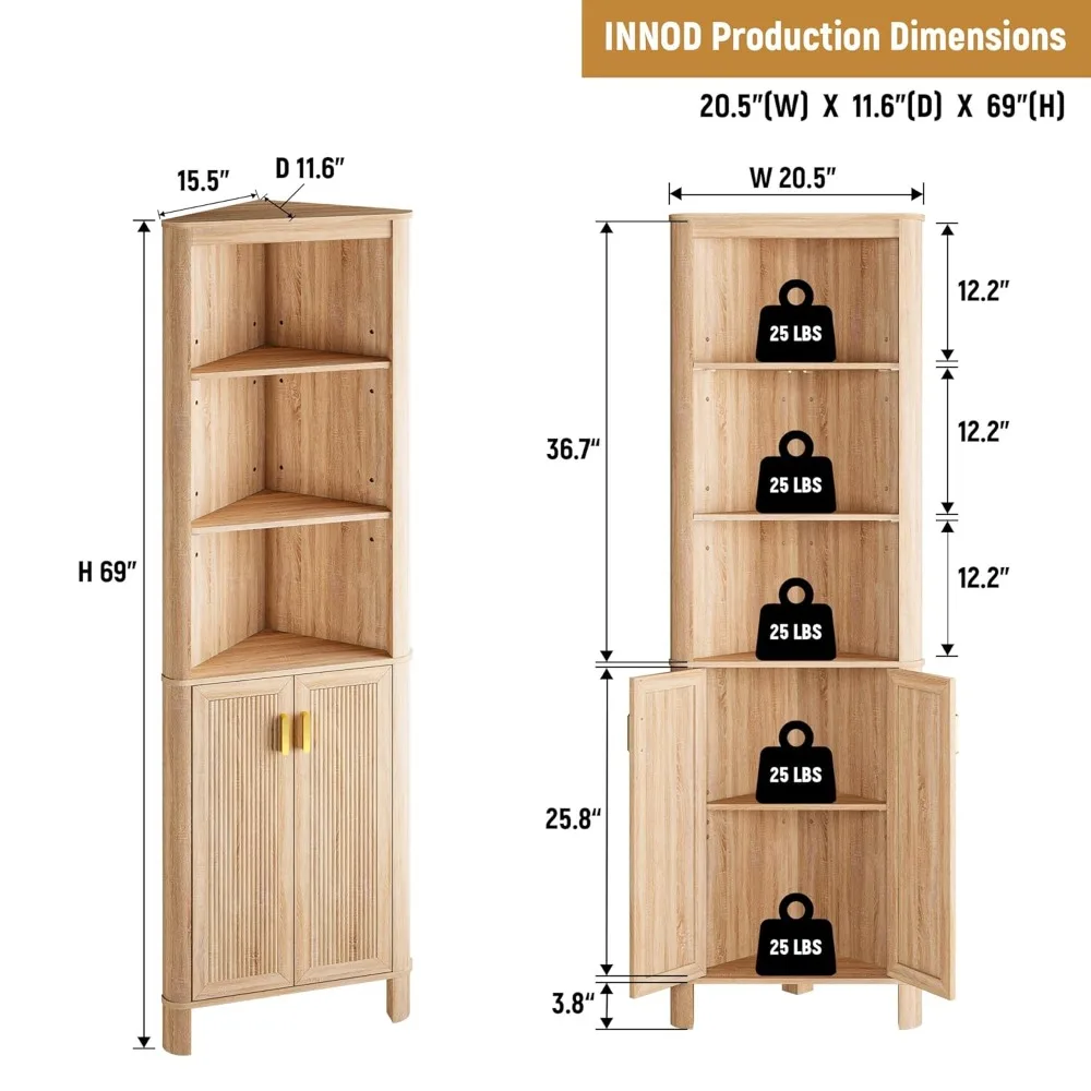 69" Tall Corner Shelf with Doors, 6-Tier Corner Storage Cabinet with Doors, Space Saver Shelf for Bathroom, Customized
69" Tall Corner Shelf with Doors, 6-Tier Corner Storage Cabinet with Doors, Space Saver Shelf for Bathroom, Customized