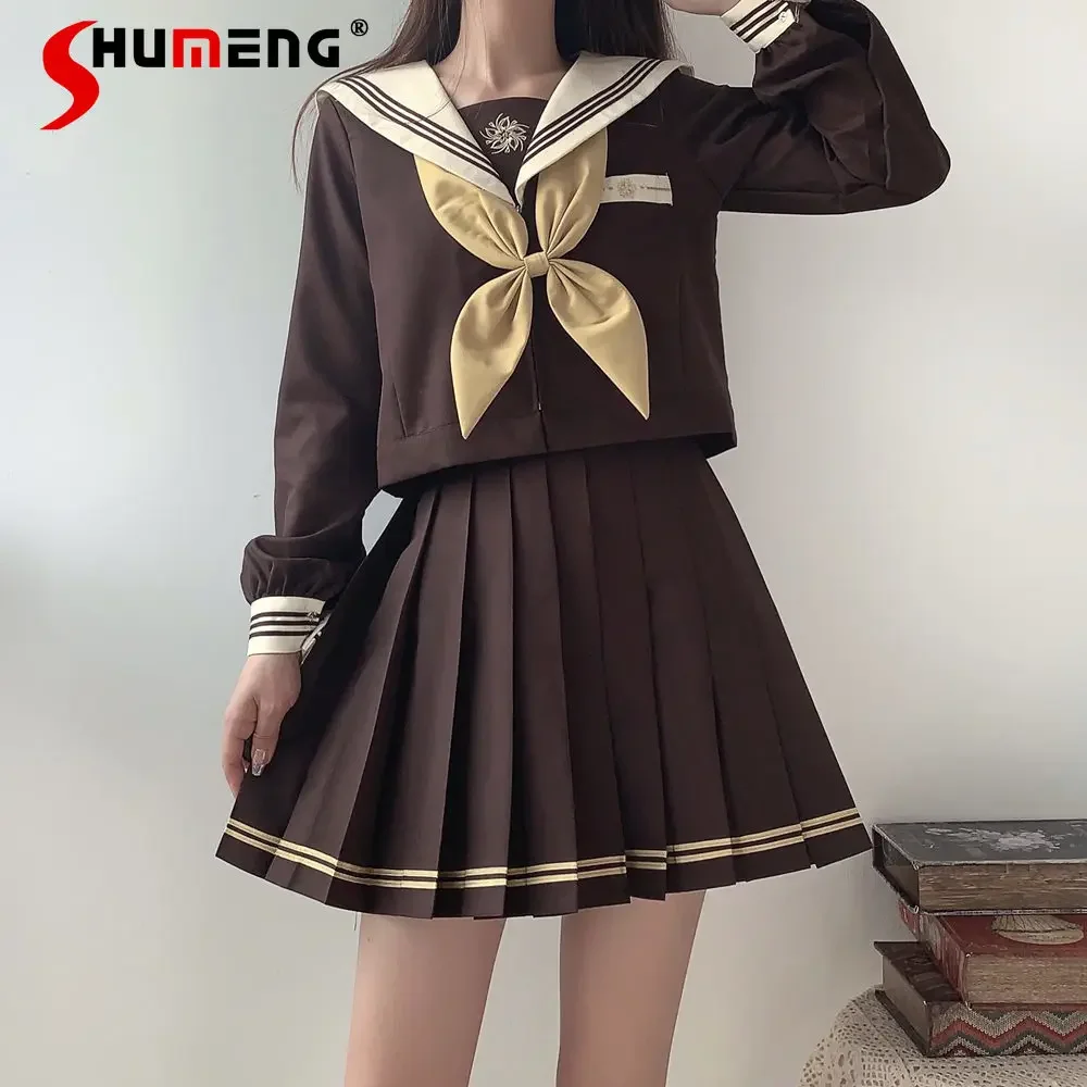 Japanese Sweet Preppy Style JK Suit Embroidery Sailor Collar Bow Tie Top High Waist Pleated Short Skirt Two-Piece Set for Women
Japanese Sweet Preppy Style JK Suit Embroidery Sailor Collar Bow Tie Top High Waist Pleated Short Skirt Two-Piece Set for Women