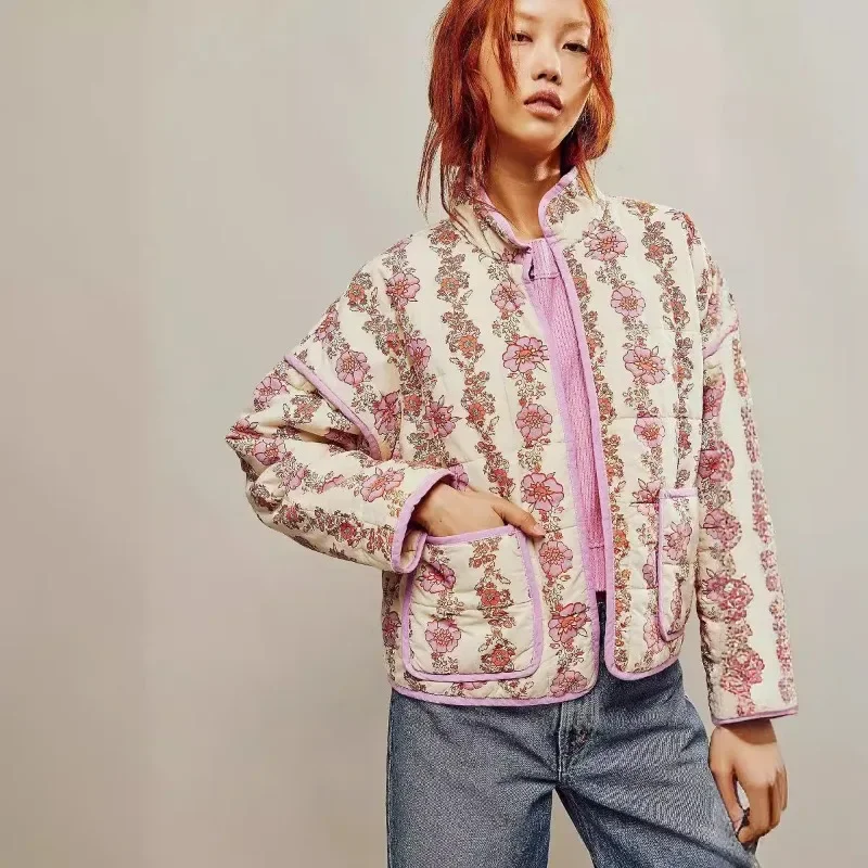 Куртки с цветочным принтом для женщин, модное тонкое пальто со скрытым карманом на пуговицах и воротником-стойкой, женский уличный повседневный кардиган, верхняя одежда
Куртки с цветочным принтом для женщин, модное тонкое пальто со скрытым карманом на пуговицах и воротником-стойкой, женский уличный повседневный кардиган, верхняя одежда