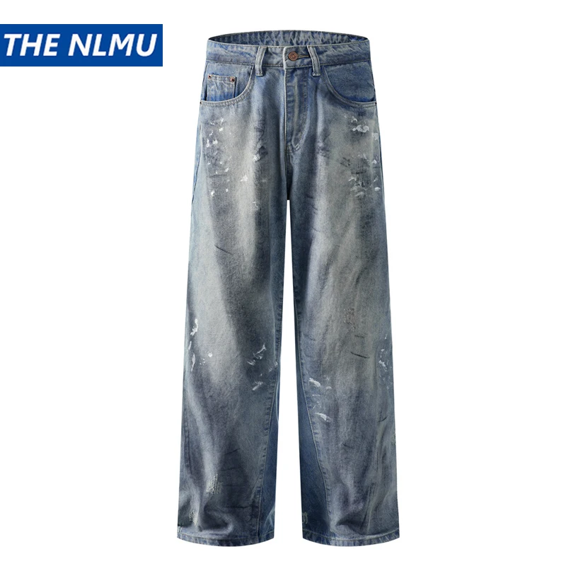 Unisex Fashionable Distressed Wide-leg Jeans Men Women Vintage Trendy Washed Denim Pants with Unique Scratch and Paint-splatter
Unisex Fashionable Distressed Wide-leg Jeans Men Women Vintage Trendy Washed Denim Pants with Unique Scratch and Paint-splatter