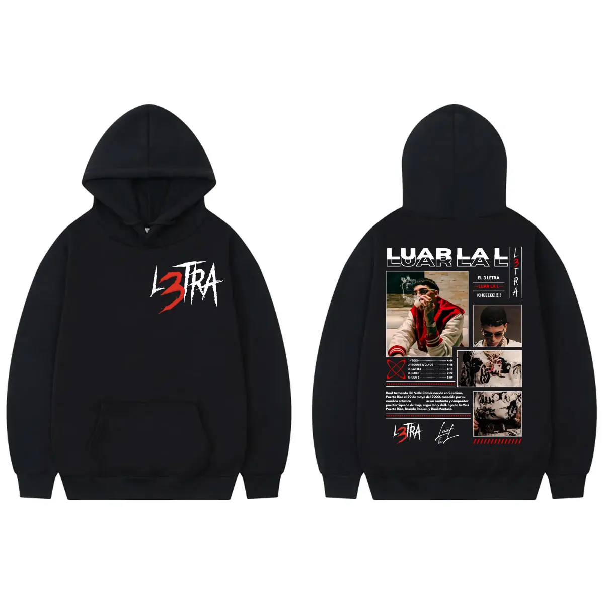 Rapper Luar La L Music Album L3TRA Graphic Hoodies Harajuku Hip Hop Pop Music Sweatshirt Men Women Fashion Oversized Pullovers
Rapper Luar La L Music Album L3TRA Graphic Hoodies Harajuku Hip Hop Pop Music Sweatshirt Men Women Fashion Oversized Pullovers