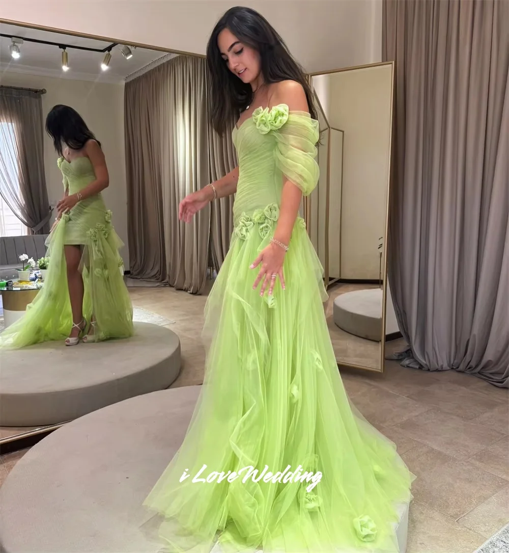Green High-Low 3D Flower Homecoming Dresses Tulle One Shoulder A-Line Pleated Floor-Length Birthday Party Dresses Customized
Green High-Low 3D Flower Homecoming Dresses Tulle One Shoulder A-Line Pleated Floor-Length Birthday Party Dresses Customized